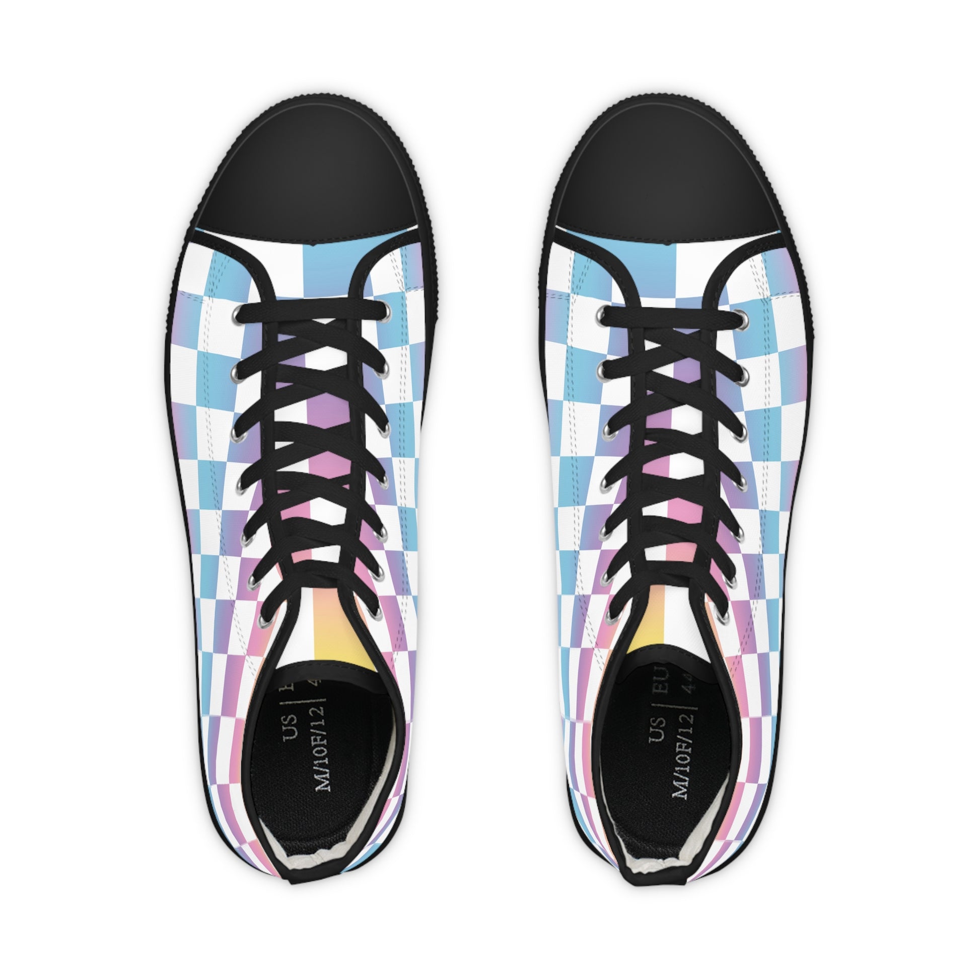 Vaporwave Check Men's High Top Sneakers, Artsulli - Art is Long, Life is Short, Shoes, , , , , , , 