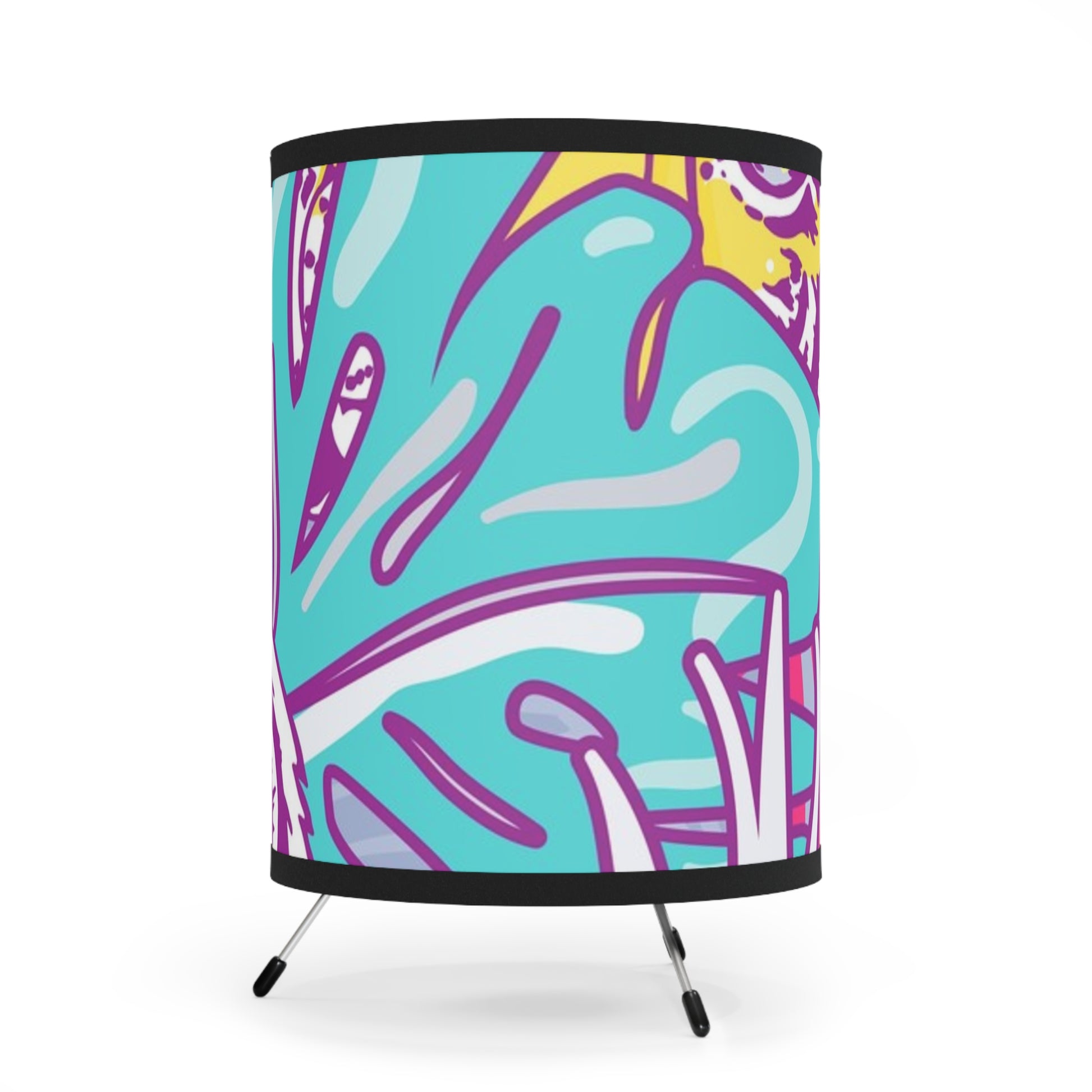 Tropical Floral Tigers Torquise and Purple Tripod Lamp with High-Res Printed Shade, US\CA plug, Artsulli - Art is Long, Life is Short, Home Decor, , , , , , , 