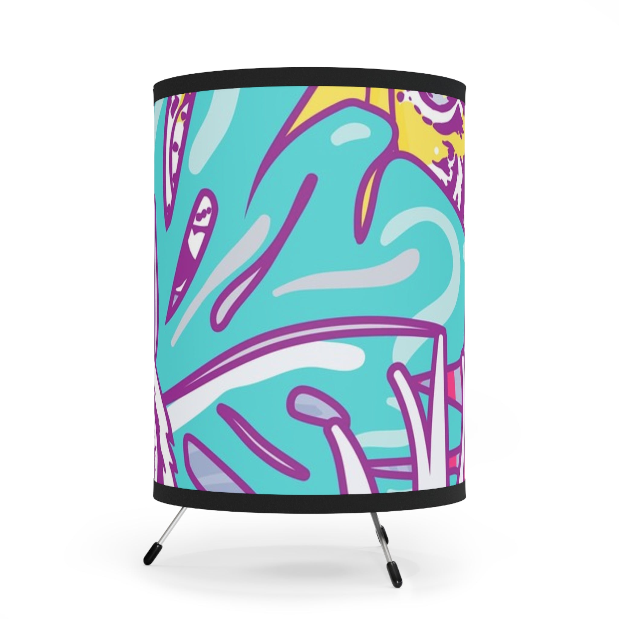 Tropical Floral Tigers Torquise and Purple Tripod Lamp with High-Res Printed Shade, US\CA plug, Artsulli - Art is Long, Life is Short, Home Decor, , , , , , , 