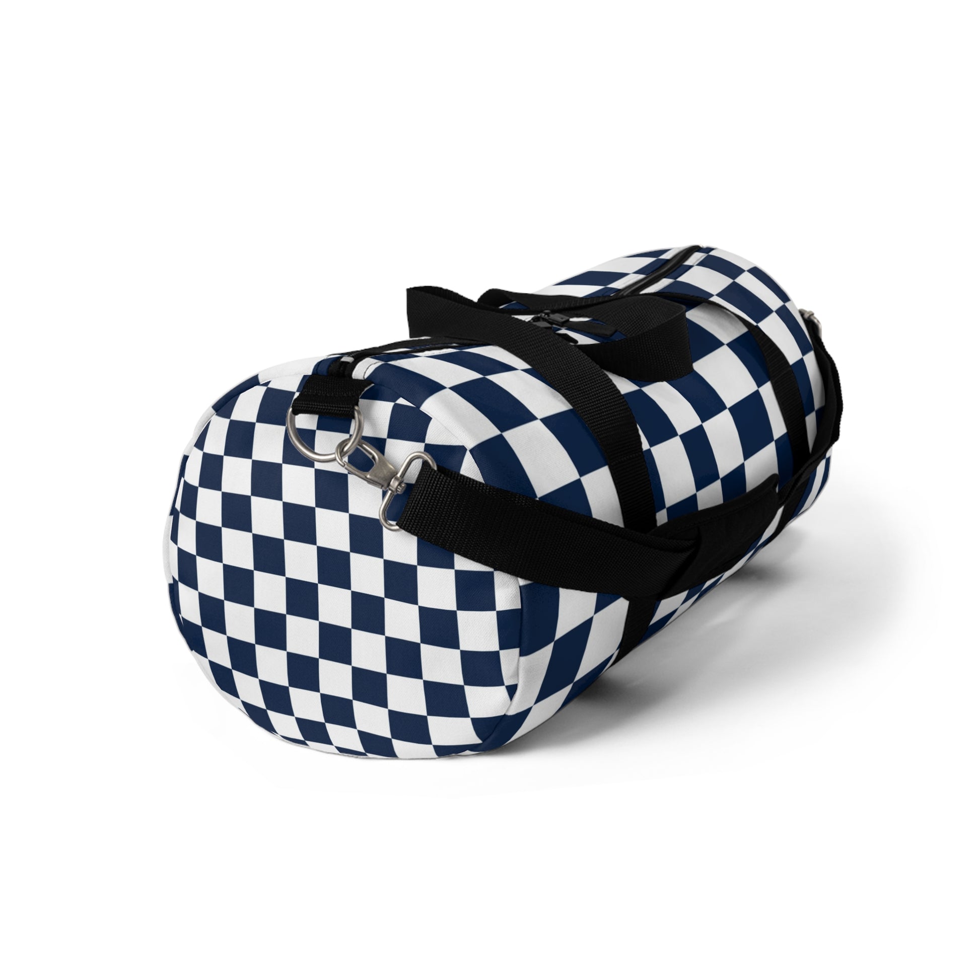 Checkerboard II White and Navy Blue Duffel Bag, Artsulli - Art is Long, Life is Short, Bags, , , , , , , 
