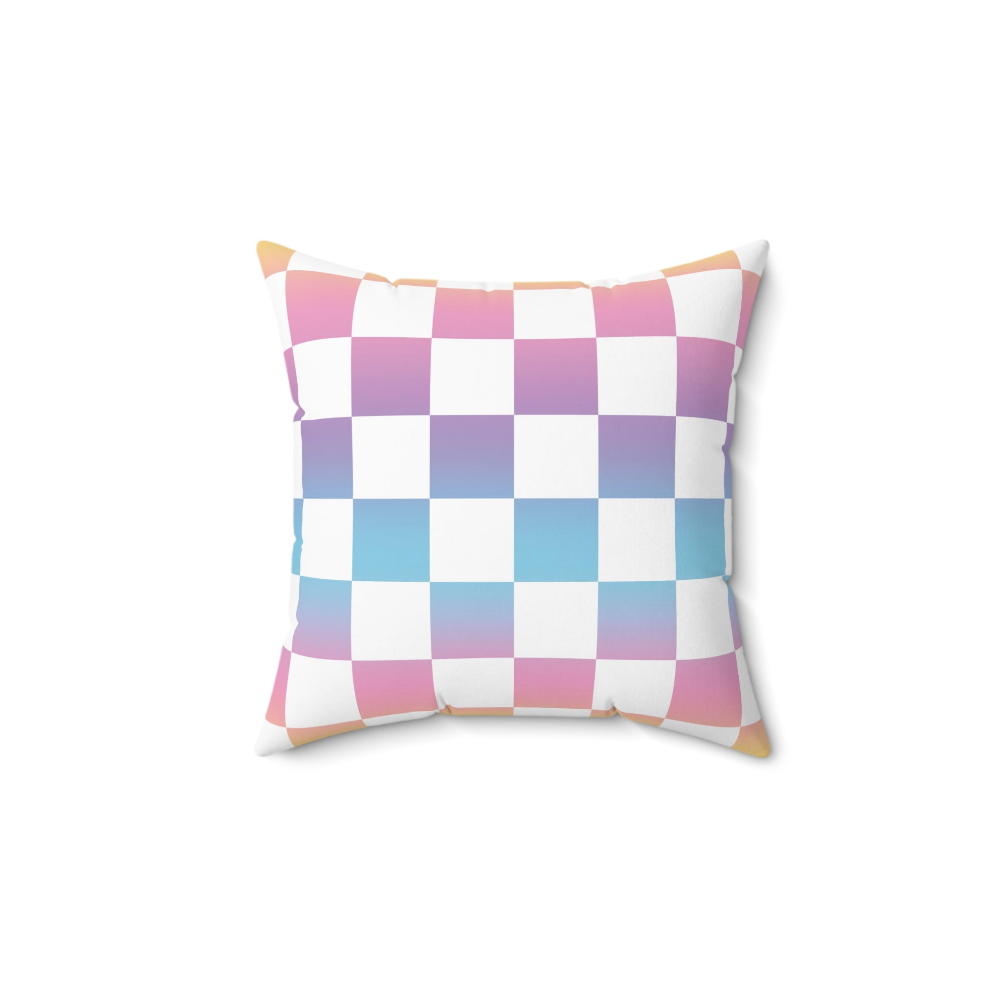 Vaporwave Check Spun Polyester Square Pillow, Artsulli - Art is Long, Life is Short, Home Decor, Size, 14" × 14", , , , , 17898731976791824299
