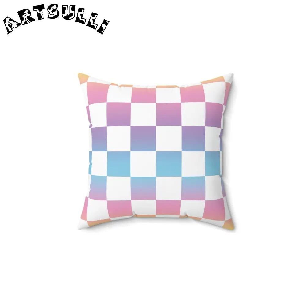 JAKKOUTTHEBXX Vaporwave Check Spun Polyester Square Pillow