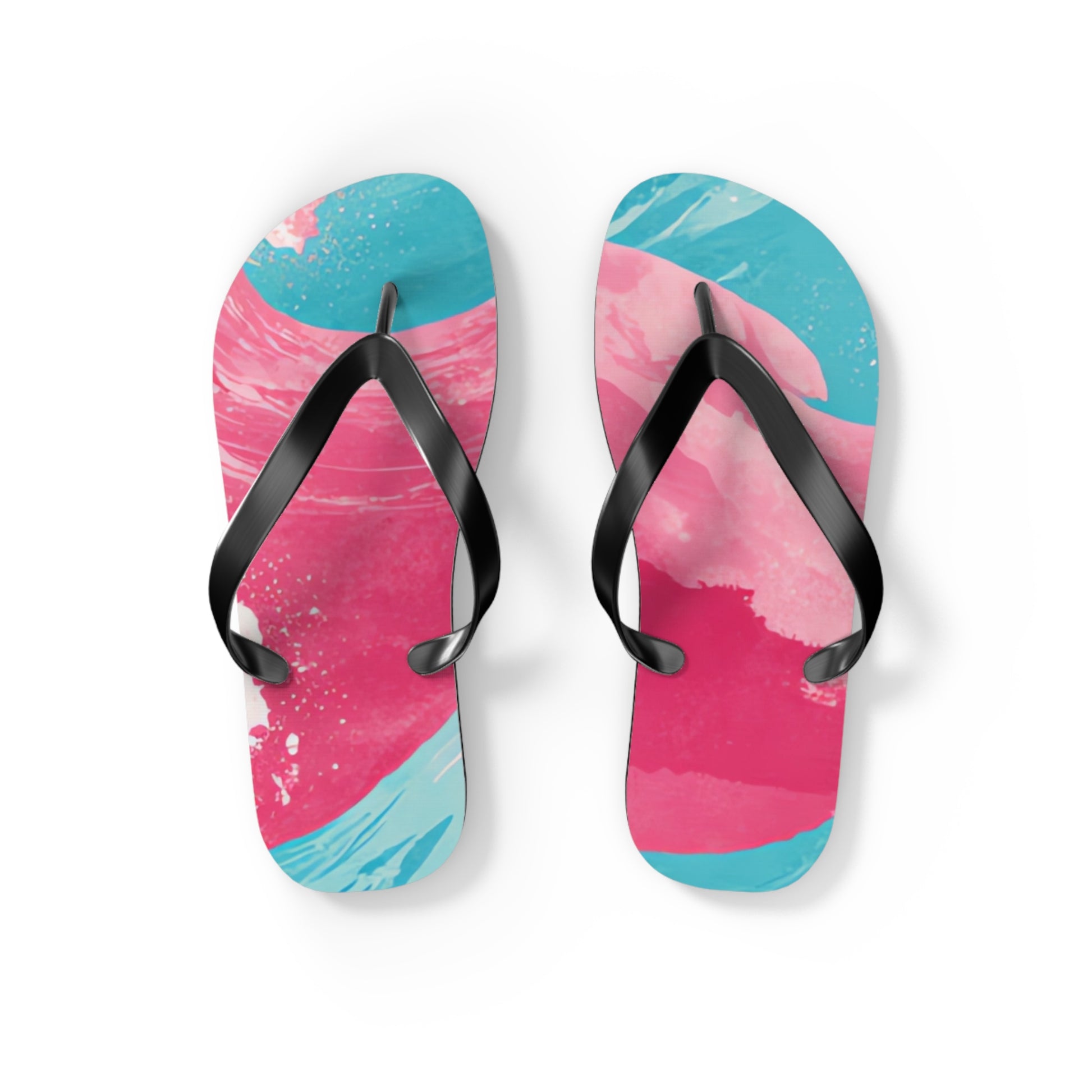 The Great Pastelwave Pink and Blue Flip Flops, Artsulli - Art is Long, Life is Short, Shoes, Size, S, Color, Black sole, , , 12499002220808135123