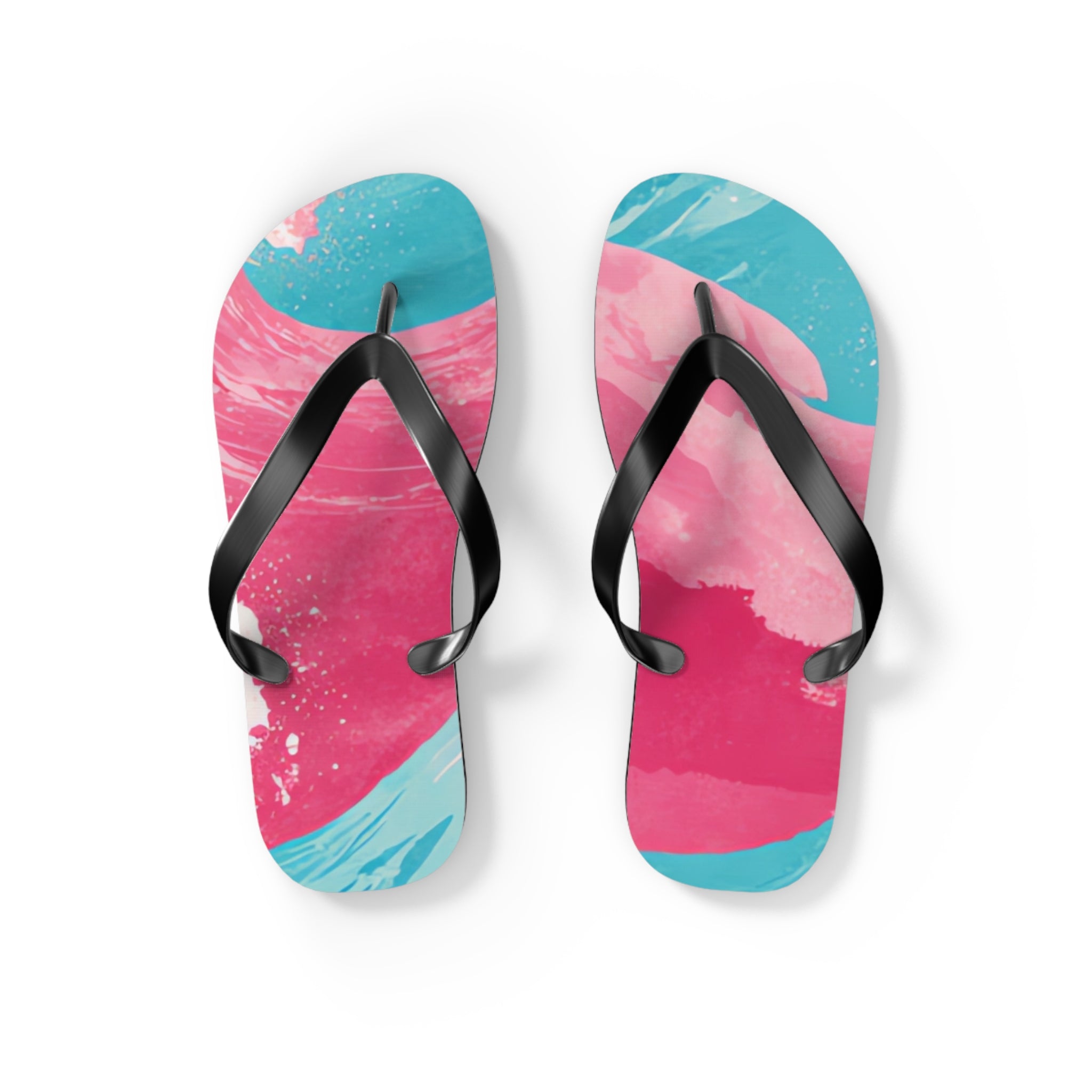 The Great Pastelwave Pink and Blue Flip Flops, Artsulli - Art is Long, Life is Short, Shoes, Size, S, Color, Black sole, , , 12499002220808135123