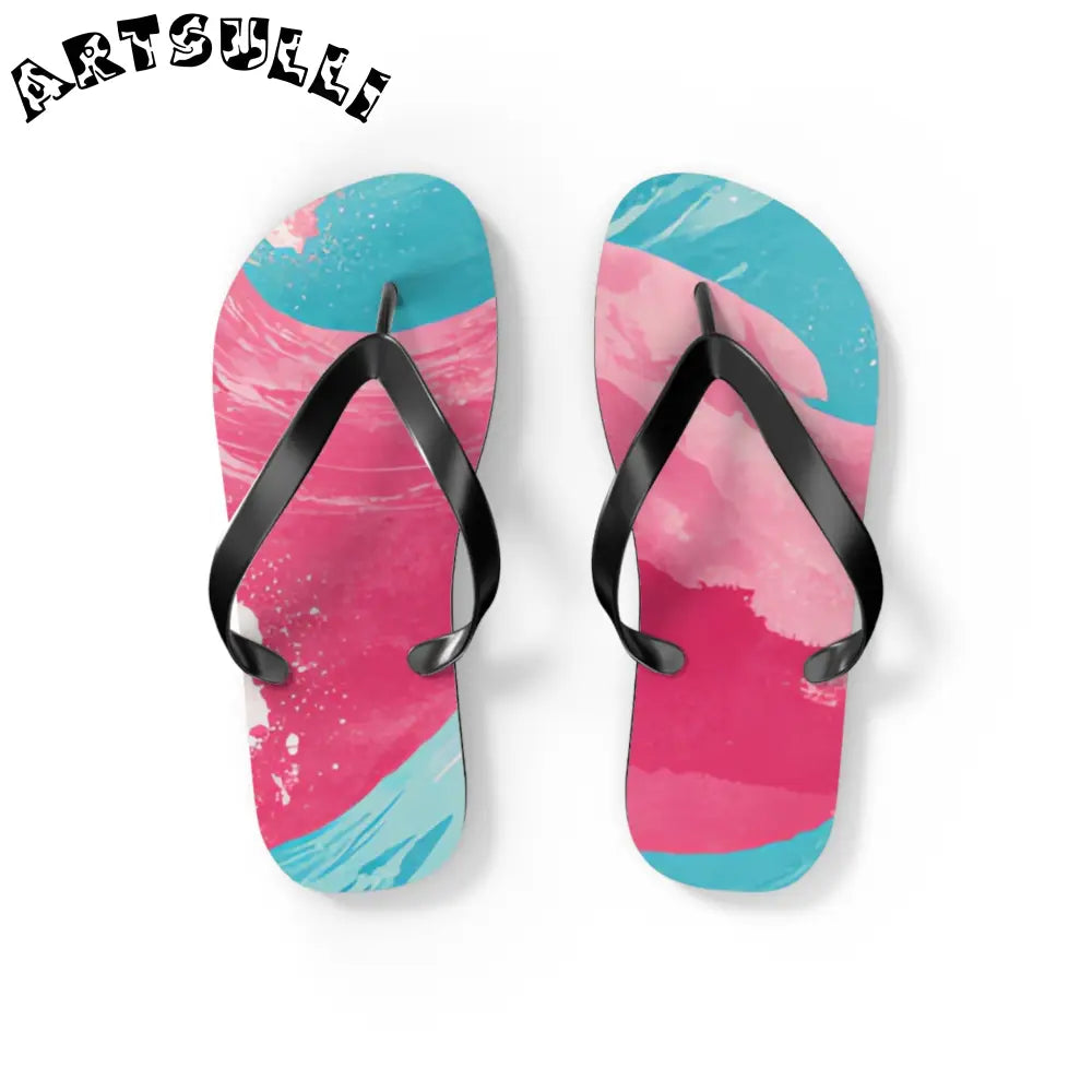 JAKKOUTTHEBXX The Great Pastelwave Pink and Blue Flip Flops