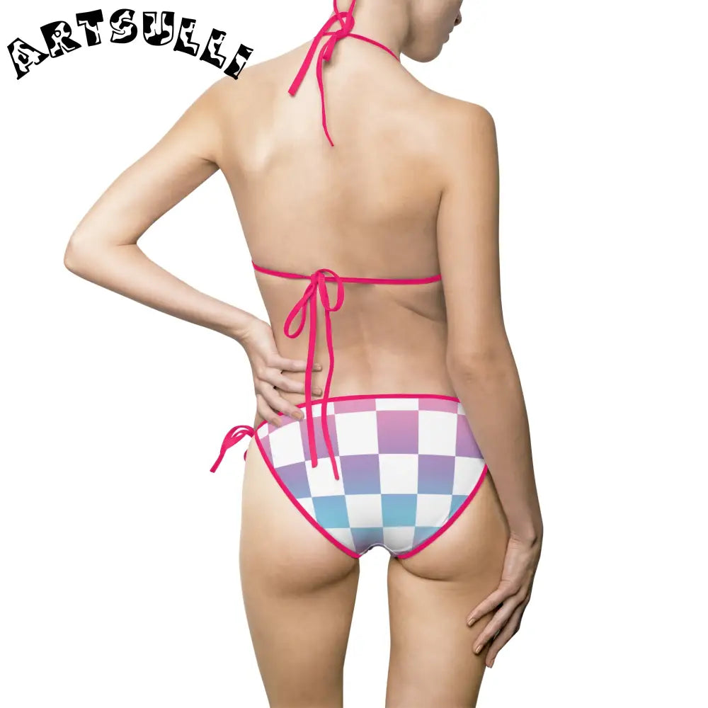 JAKKOUTTHEBXX Vaporwave Check Women’s Bikini Swimsuit (AOP)