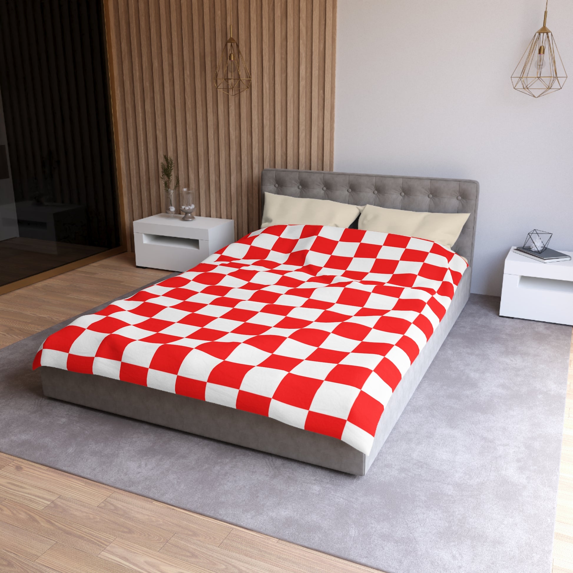 Checkerboard Red and White Microfiber Duvet Cover, Artsulli - Art is Long, Life is Short, Home Decor, , , , , , , 