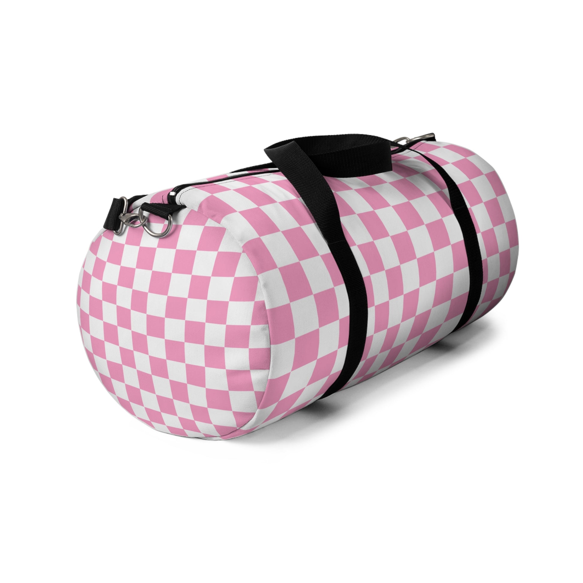 Checkerboard II Hot Pink and White Duffel Bag, Artsulli - Art is Long, Life is Short, Bags, , , , , , , 
