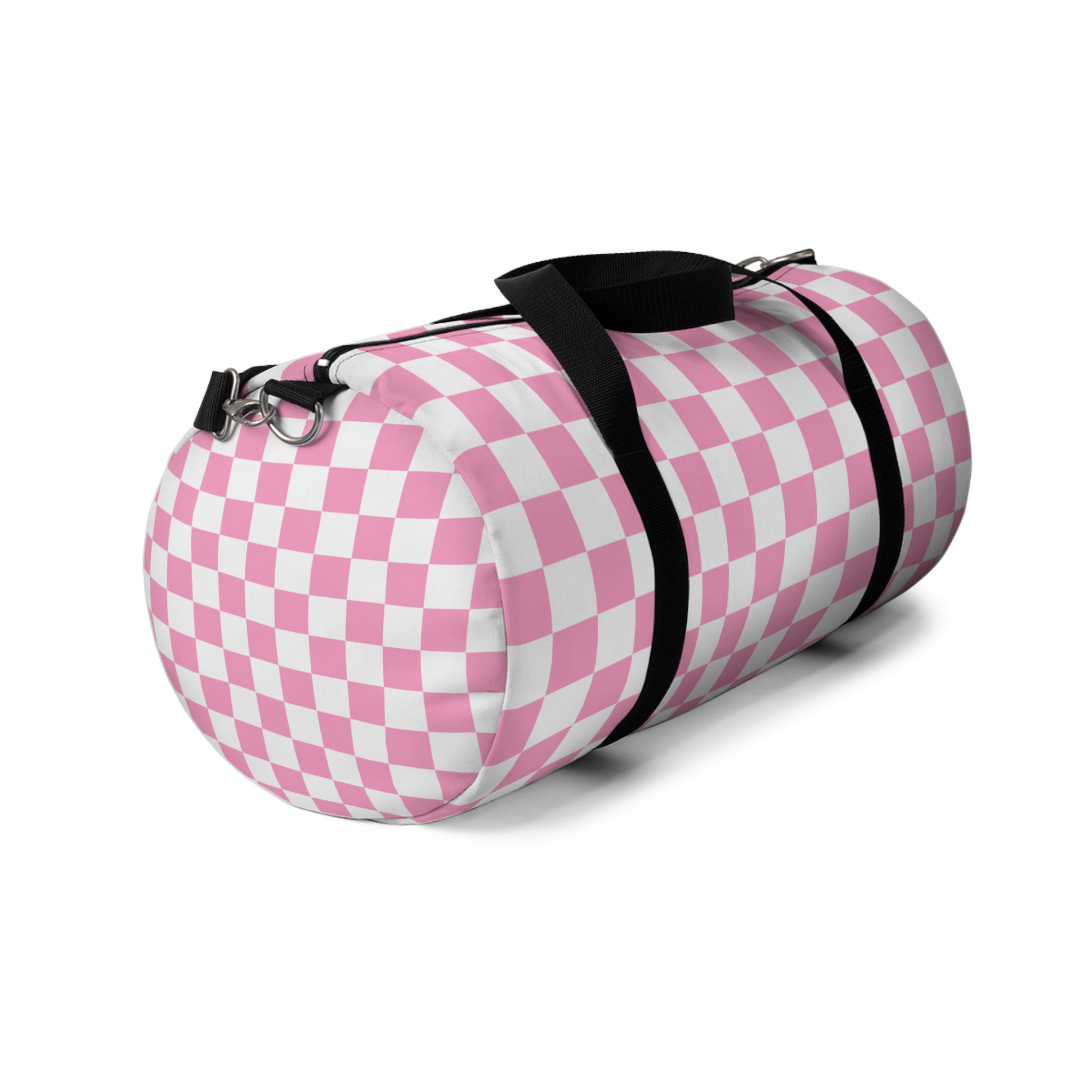 Checkerboard II Hot Pink and White Duffel Bag, Artsulli - Art is Long, Life is Short, Bags, , , , , , , 