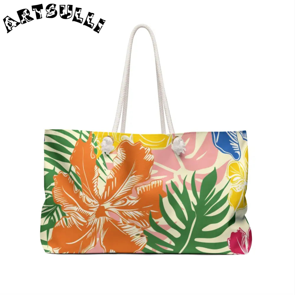 JAKKOUTTHEBXX Tropical Floral Canvas Weekender Tote 2025