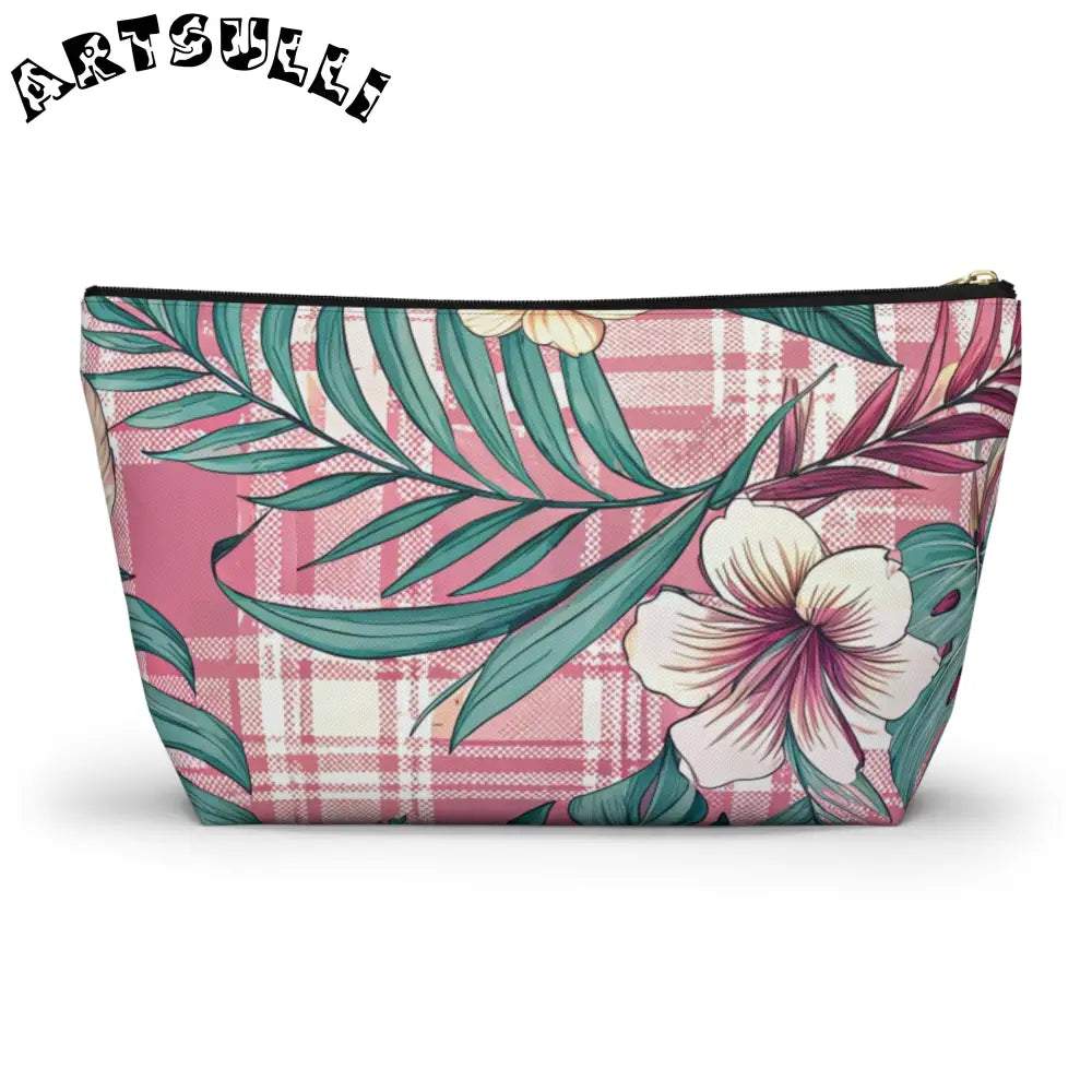 JAKKOUTTHEBXX Plaid x Floral Burgundy and Green Accessory Pouch w
