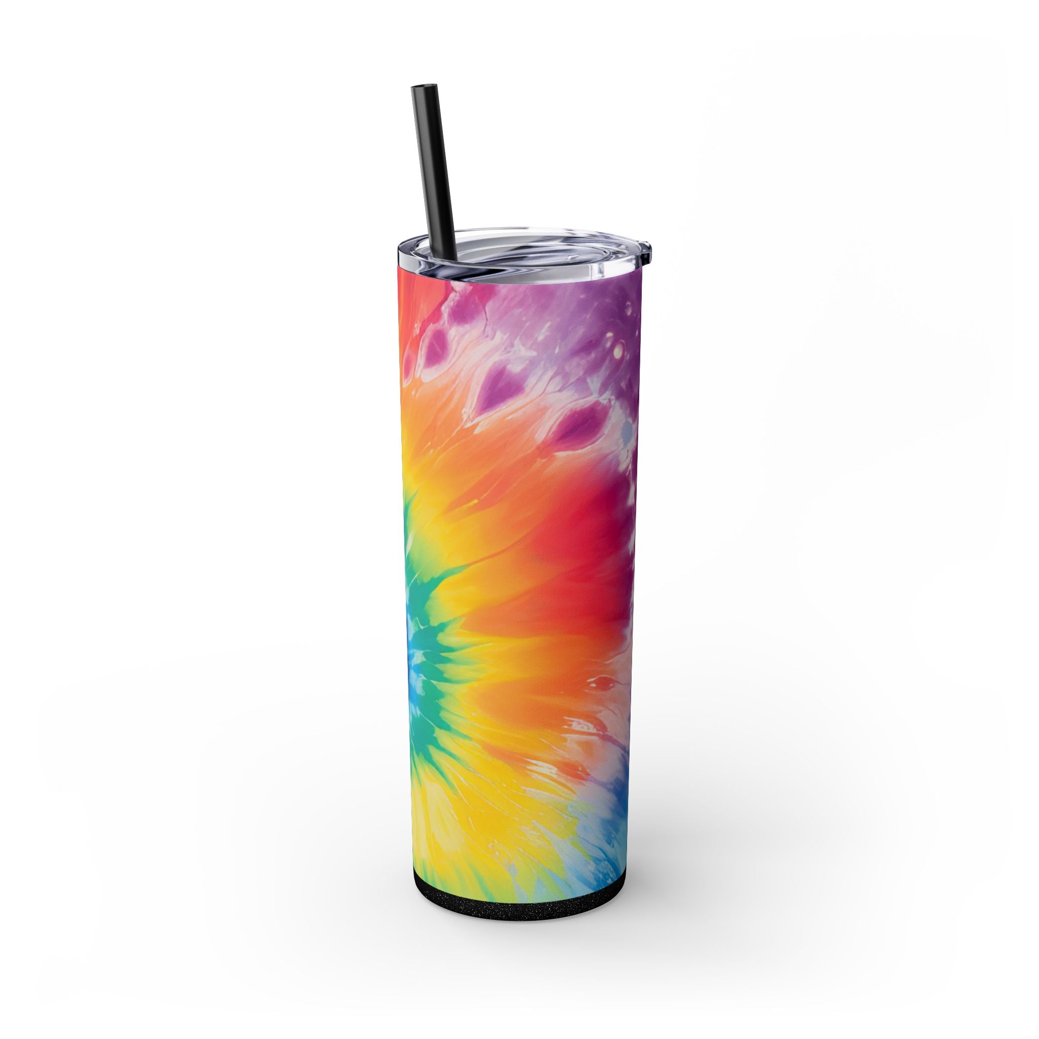 Tie Dye Skinny Tumbler with Straw, 20oz, Artsulli - Art is Long, Life is Short, Mug, , , , , , , 