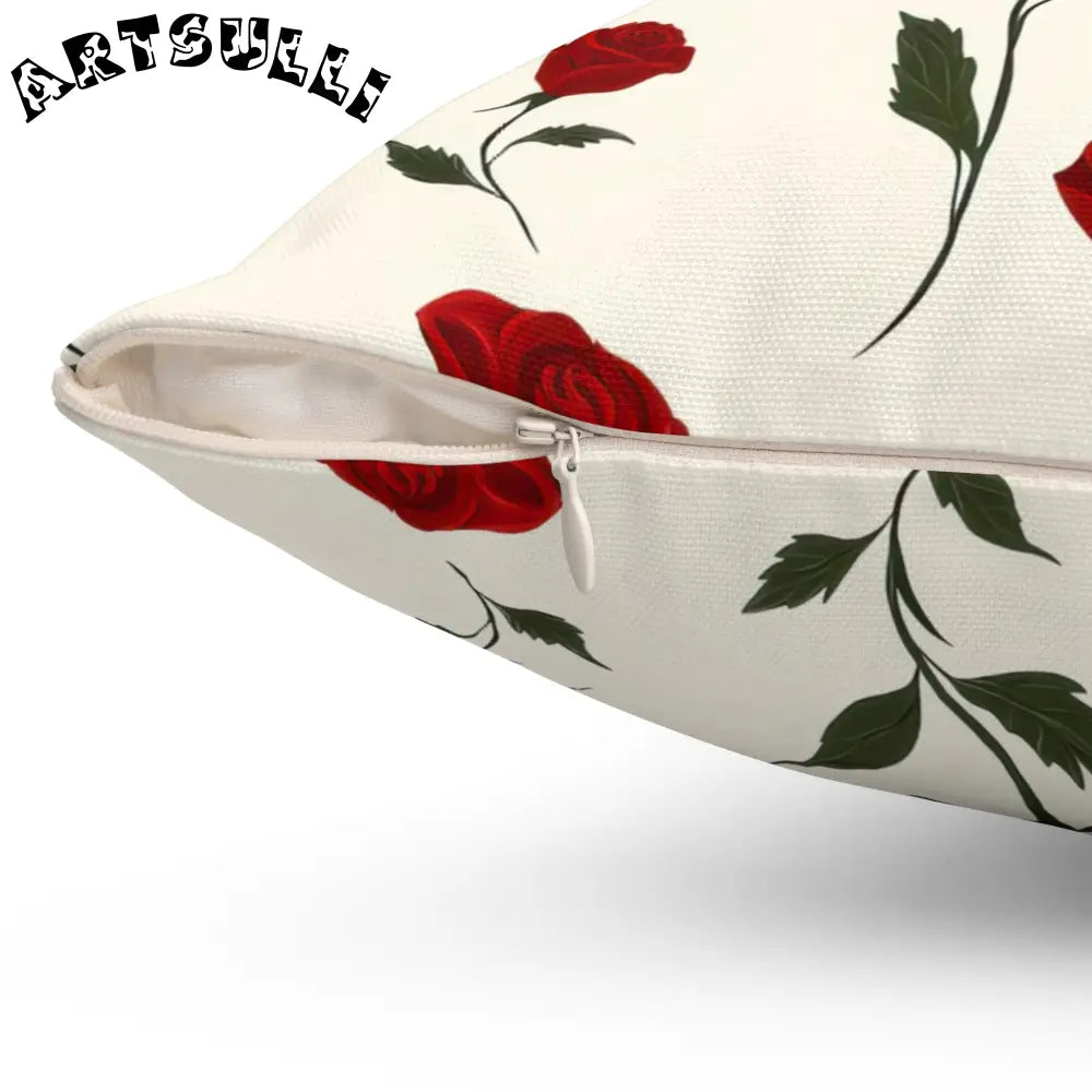 JAKKOUTTHEBXX Red Roses Spun Polyester Square Pillow JAKKOUTTHEBXX
