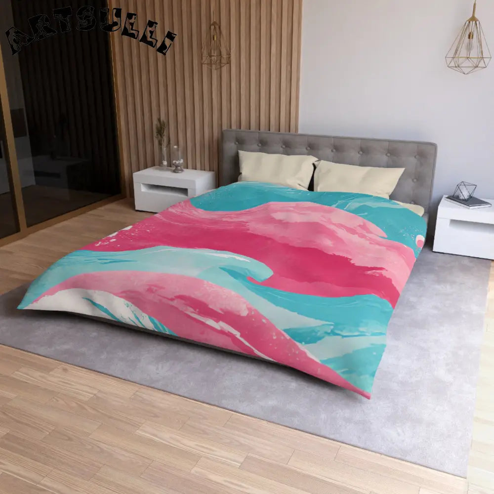 JAKKOUTTHEBXX The Great Pastelwave Pink and Blue Microfiber Duvet