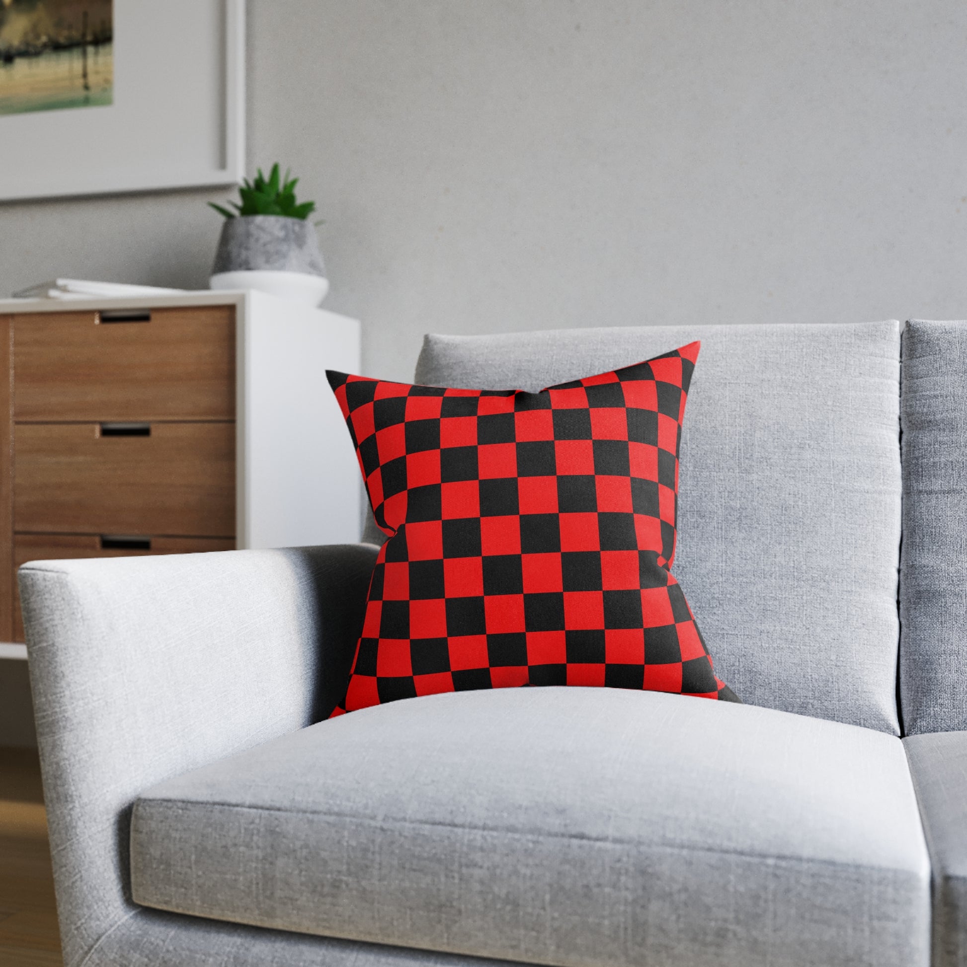 Checkerboard Red and Black Square Pillow, Artsulli - Art is Long, Life is Short, Home Decor, , , , , , , 