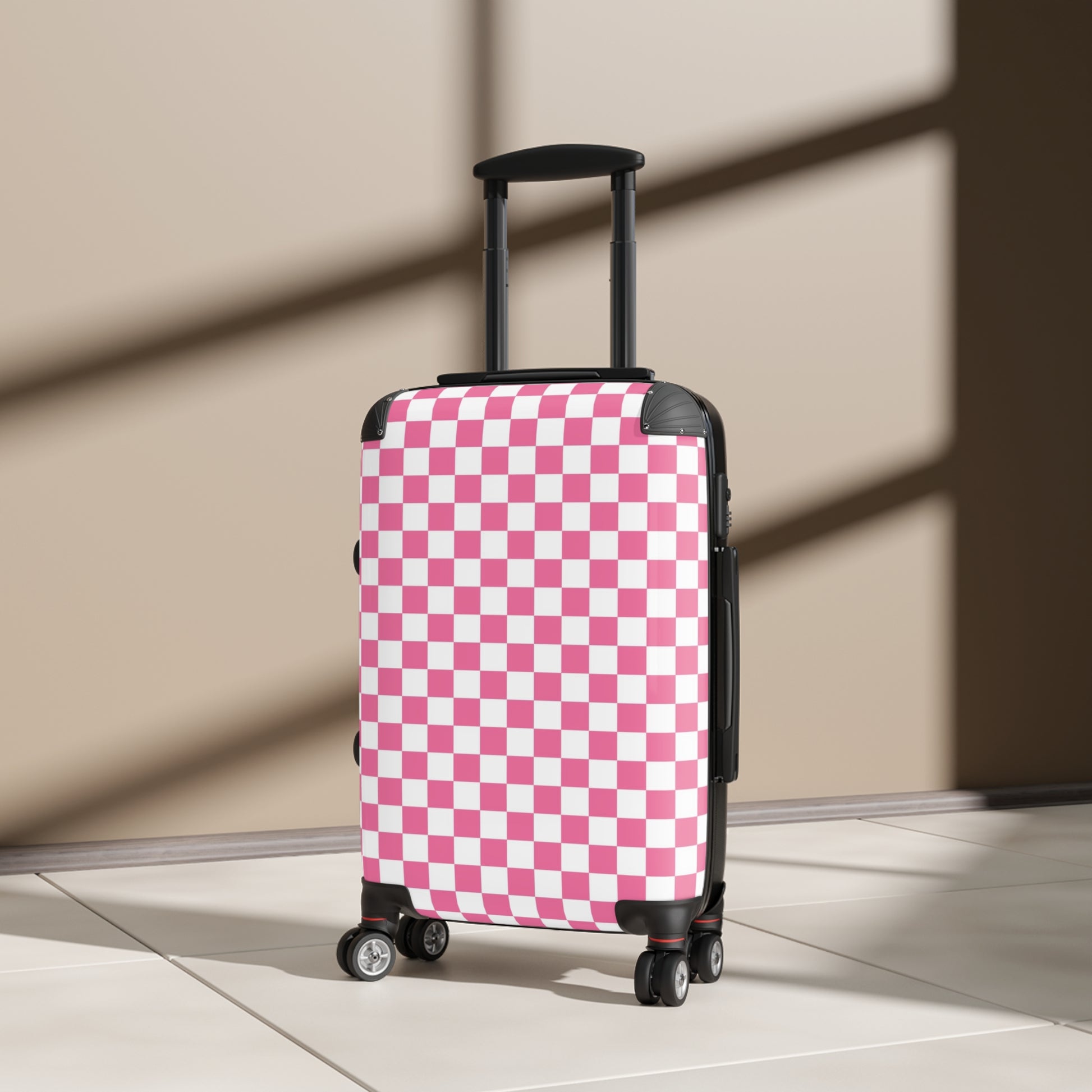 Yuyushiki Pink Check Suitcase, Artsulli - Art is Long, Life is Short, Bags, , , , , , , 