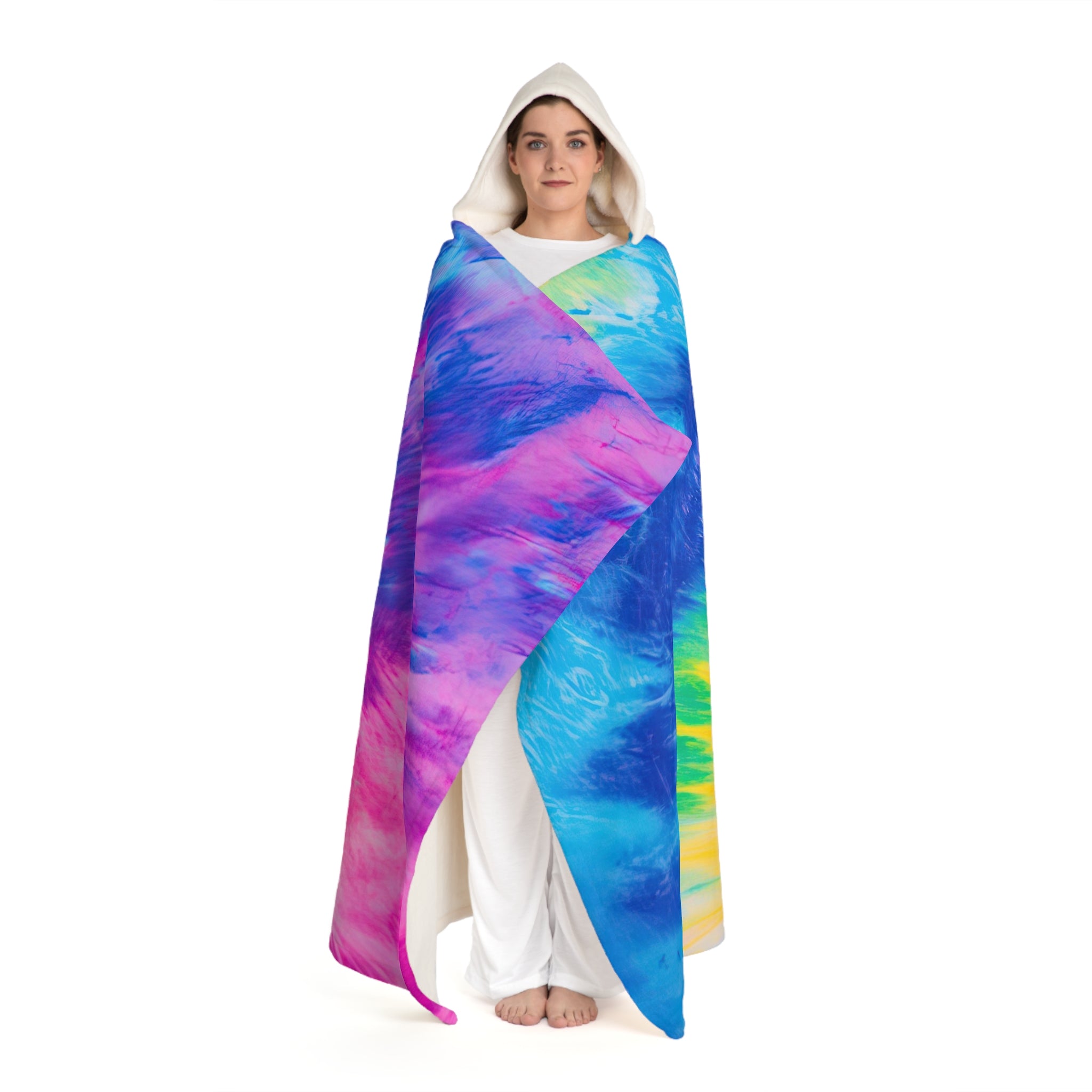 Psychedelic Tie Dye II Hooded Sherpa Fleece Blanket, Artsulli - Art is Long, Life is Short, All Over Prints, , , , , , , 