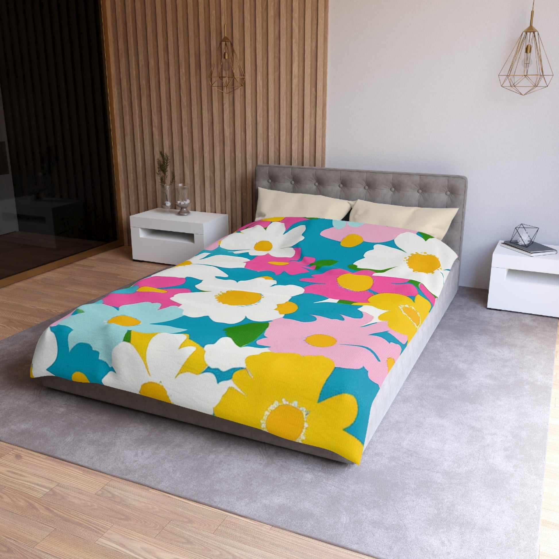 Flowers Multi-Color Microfiber Duvet Cover, Artsulli - Art is Long, Life is Short, Home Decor, , , , , , , 