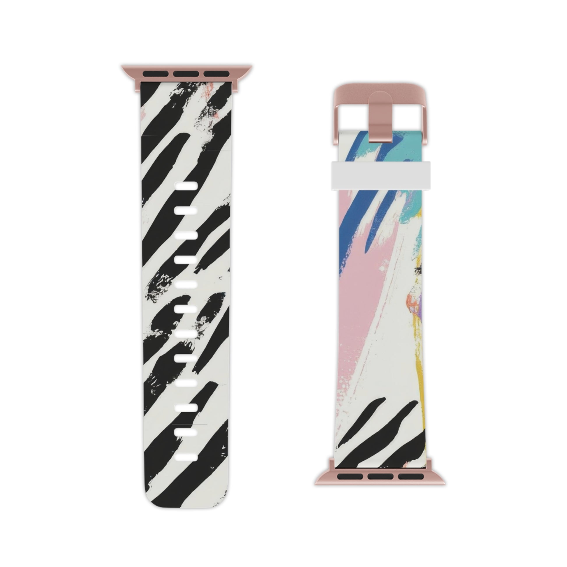 Wild Zebra Stripes x Paint Brush Strokes Multi-Color III Watch Band for Apple Watch, Artsulli - Art is Long, Life is Short, Accessories, , , , , , , 