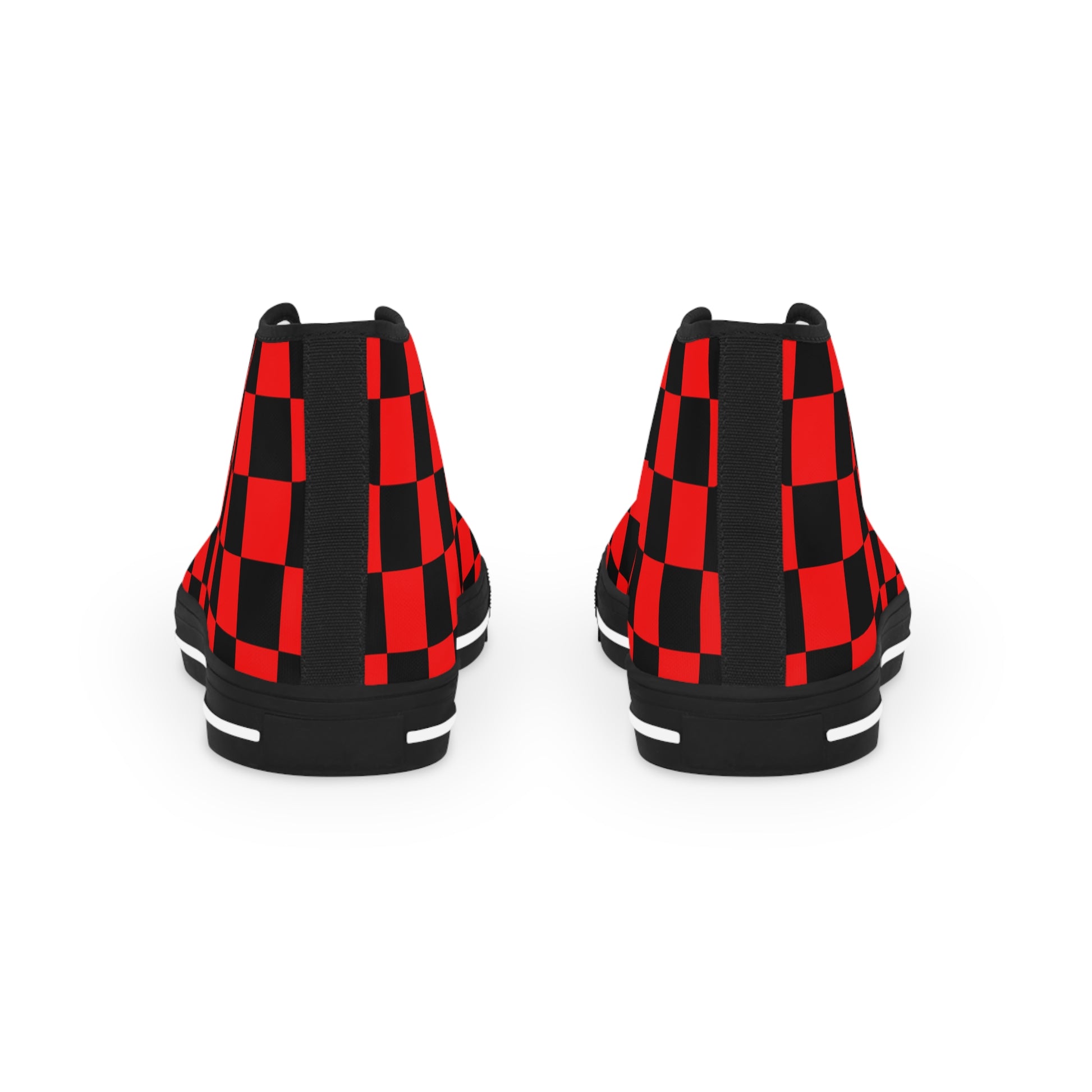 Checkerboard Red and Black Men's High Top Sneakers, Artsulli - Art is Long, Life is Short, Shoes, , , , , , , 