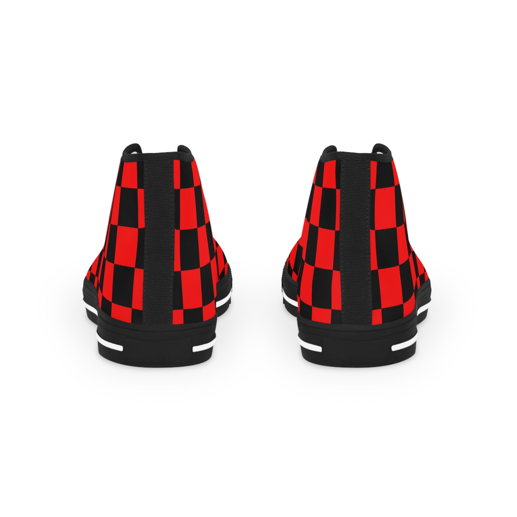 Checkerboard Red and Black Men's High Top Sneakers, Artsulli - Art is Long, Life is Short, Shoes, , , , , , , 
