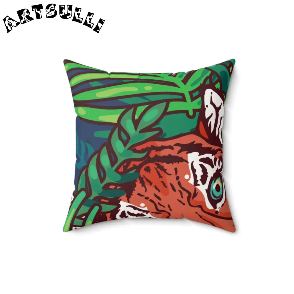 JAKKOUTTHEBXX Tropical Jungle Tigers Blue and Green Faux Suede
