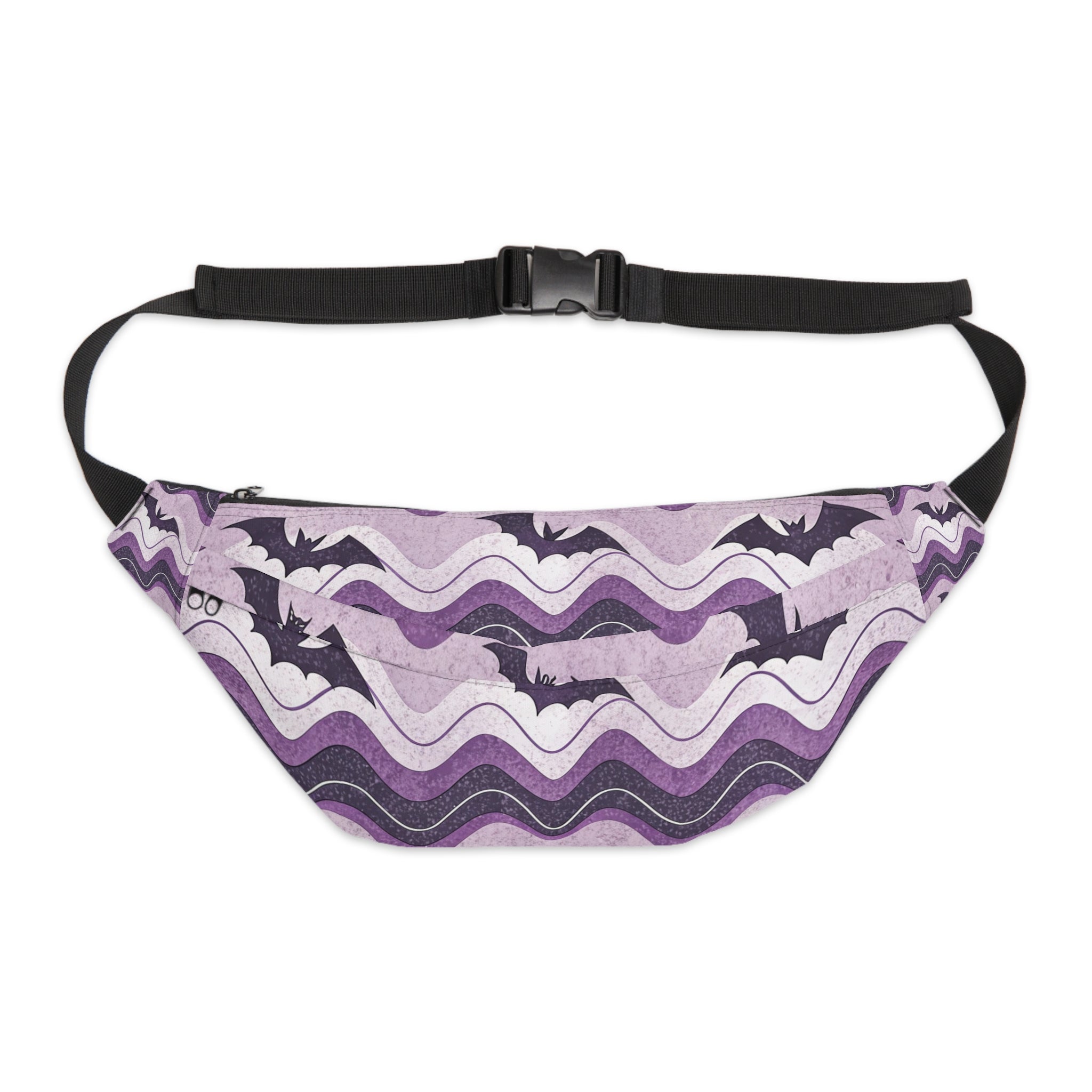 Bat Wave Large Fanny Pack, Artsulli - Art is Long, Life is Short, Bags, Size, 8" × 9" × 4'', , , , , 28884644306306