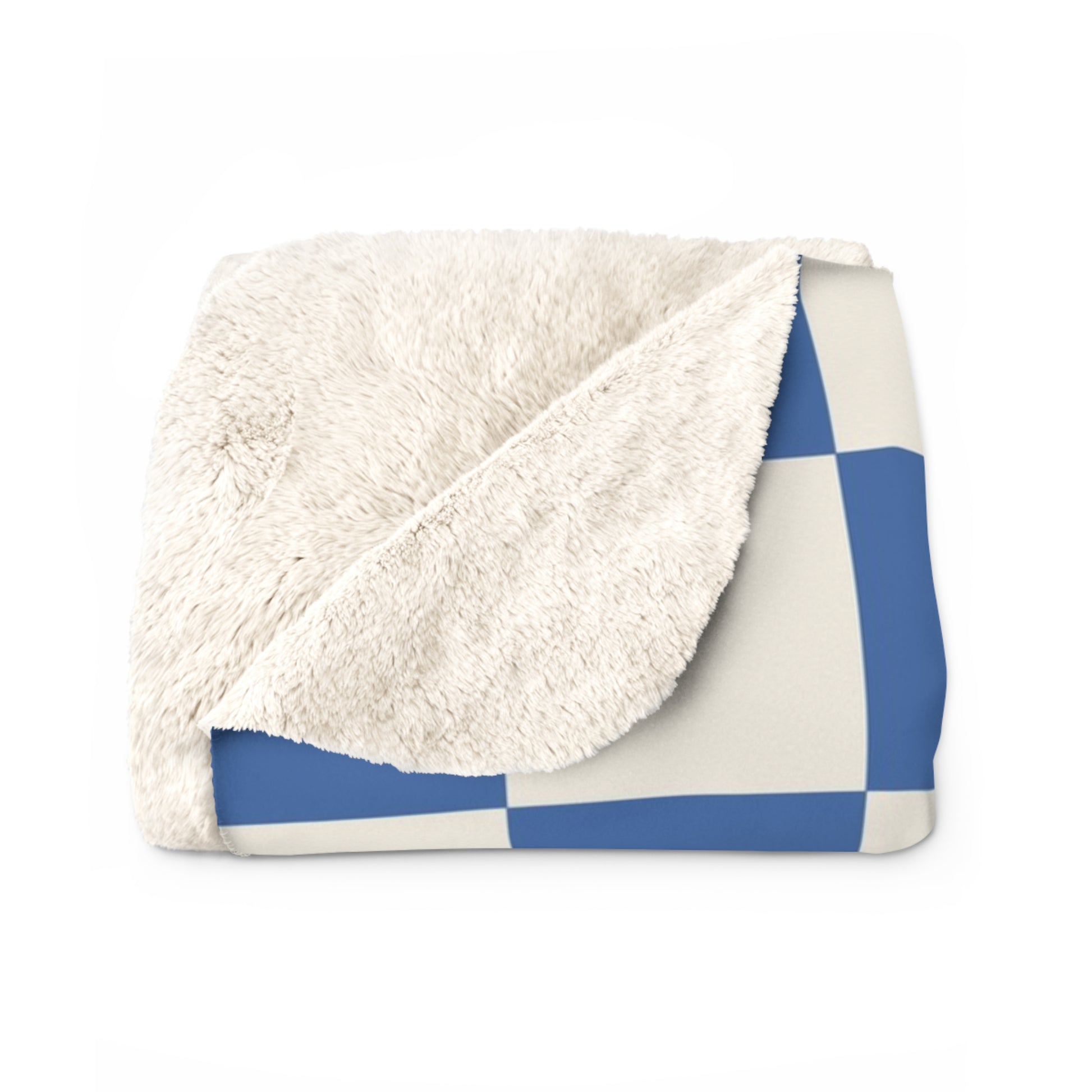 Checkerboard Blue Sherpa Fleece Blanket, Artsulli - Art is Long, Life is Short, Home Decor, , , , , , , 
