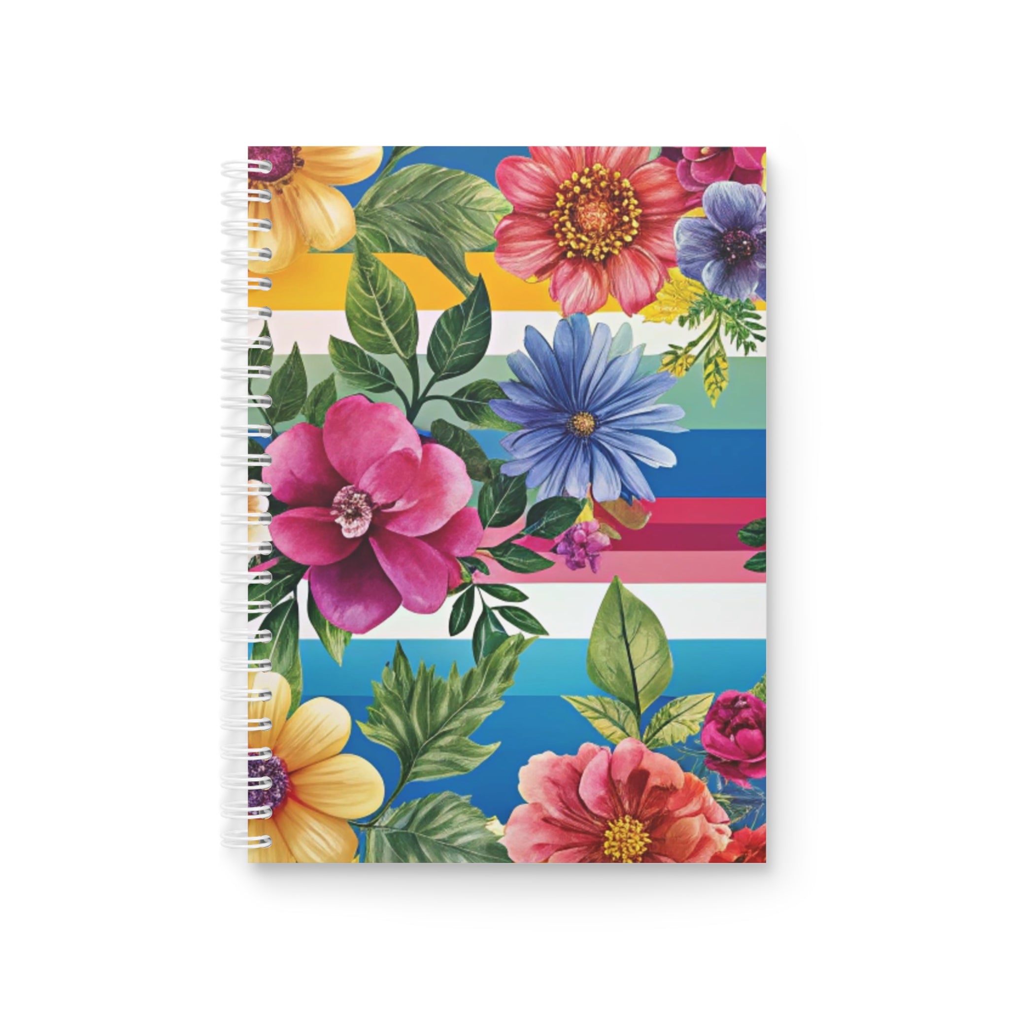 Floral Stripe 4K Spiral Notebook, Artsulli - Art is Long, Life is Short, Paper products, Size, One Size, , , , , 28084846063476072725
