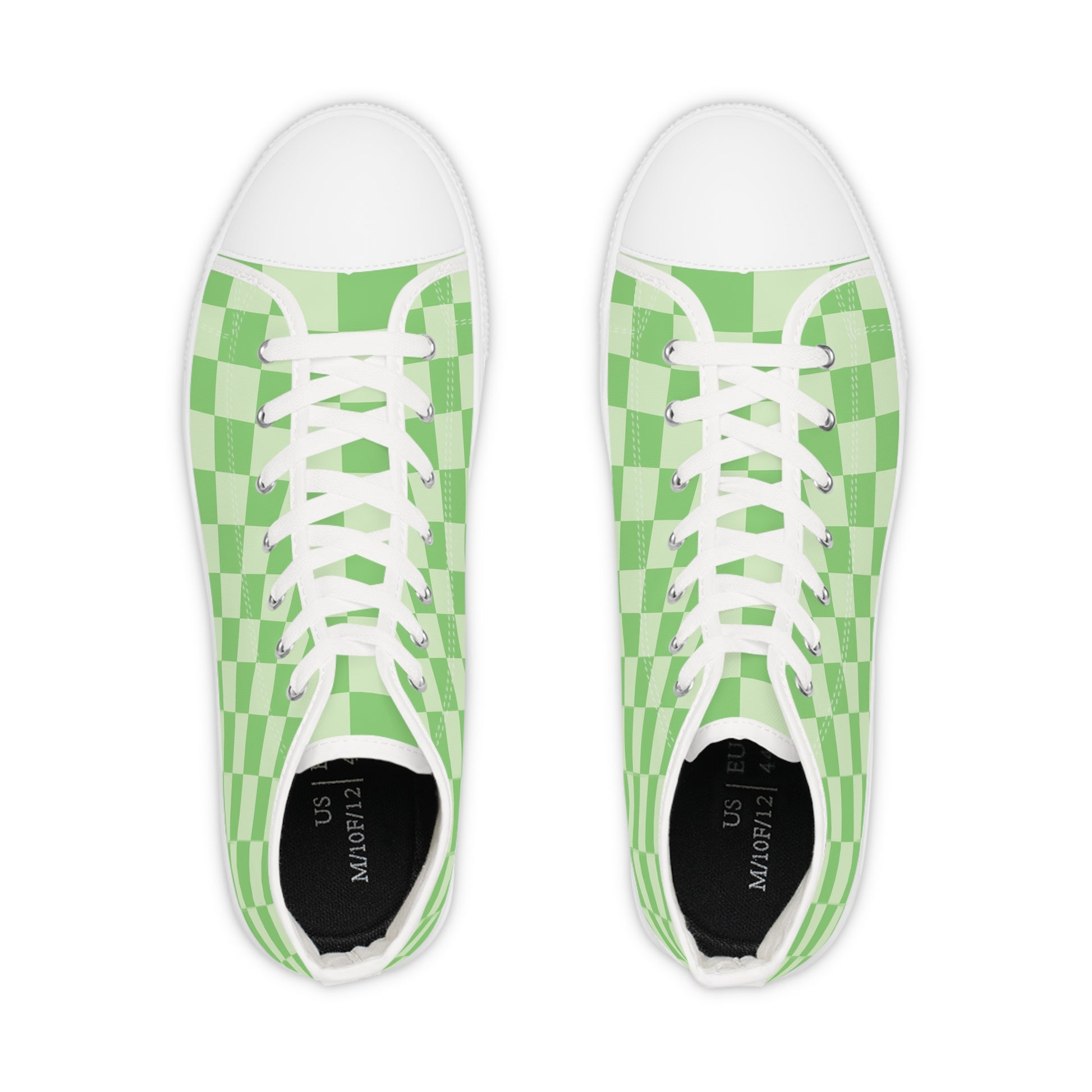 Checkerboard Green Men's High Top Sneakers, Artsulli - Art is Long, Life is Short, Shoes, , , , , , , 
