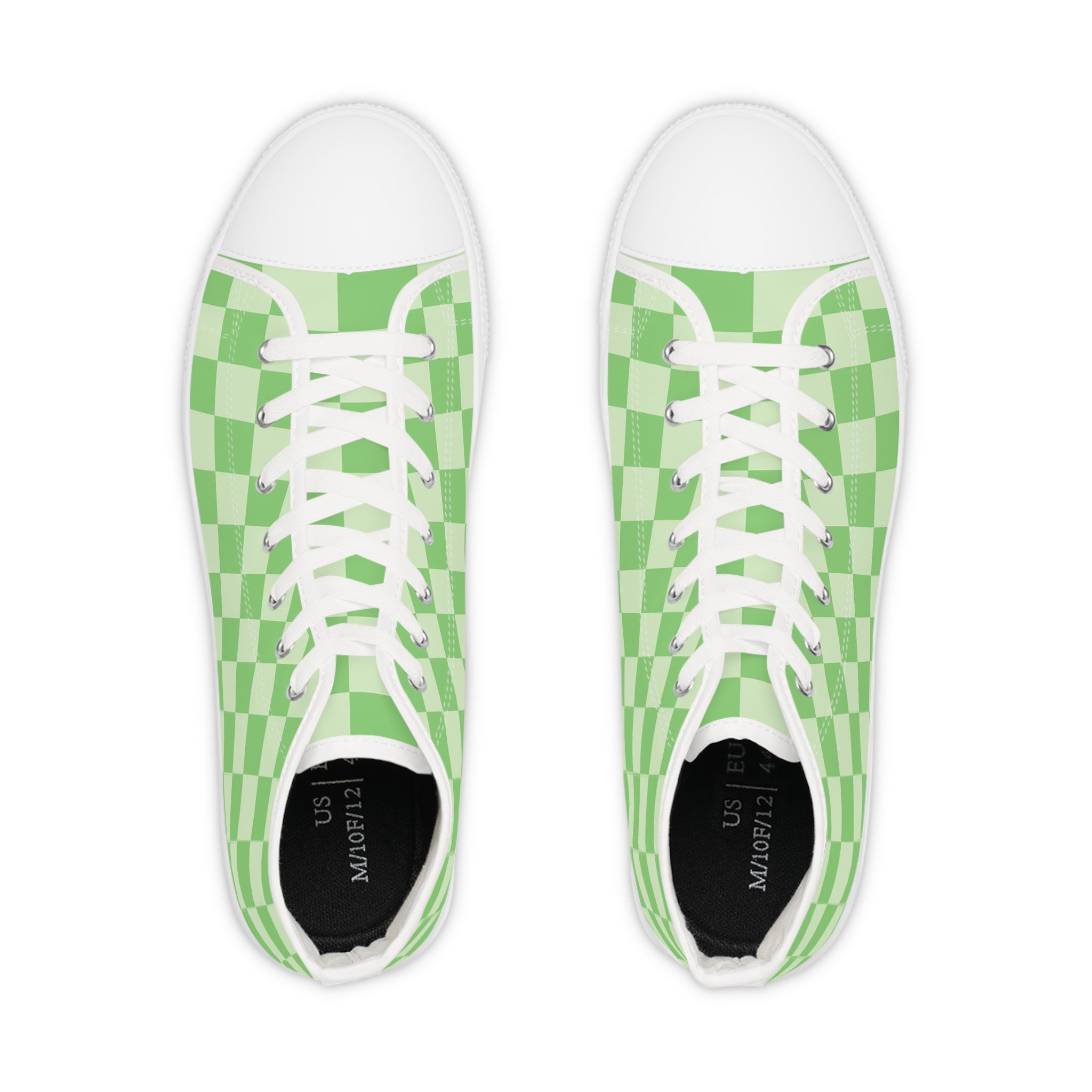 Checkerboard Green Men's High Top Sneakers, Artsulli - Art is Long, Life is Short, Shoes, , , , , , , 