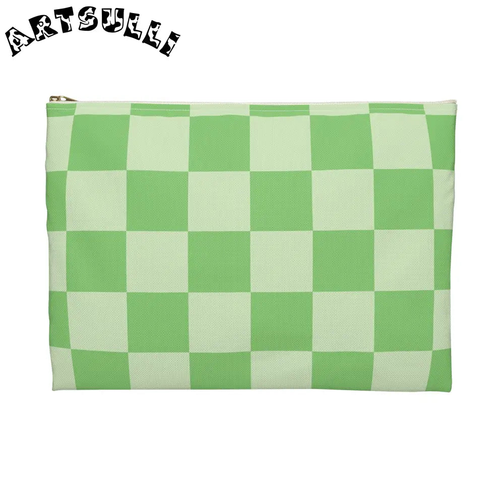 JAKKOUTTHEBXX Checkerboard Green Accessory Pouch JAKKOUTTHEBXX