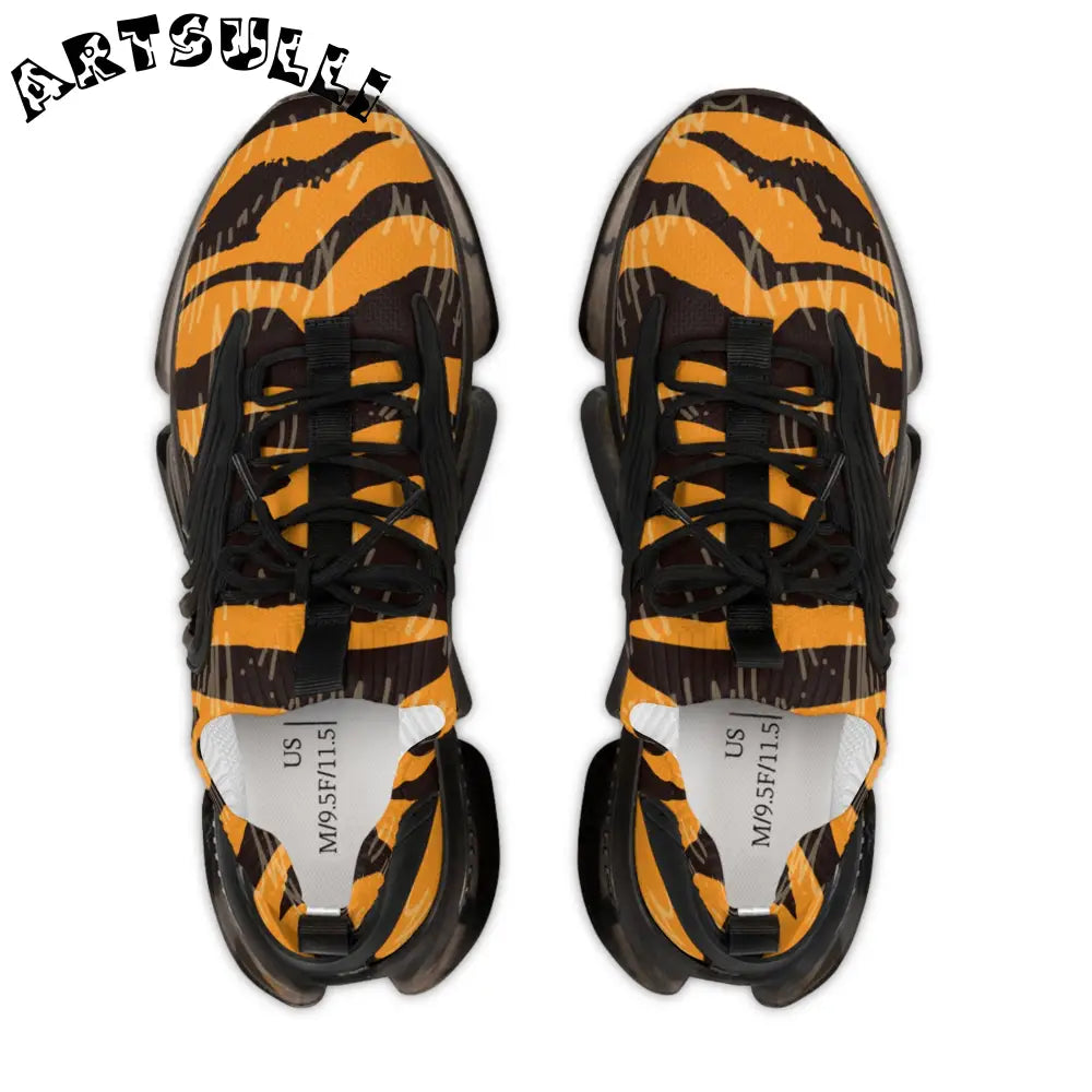 JAKKOUTTHEBXX Tiger Scratches Orange and Black Men’s Mesh Sneakers