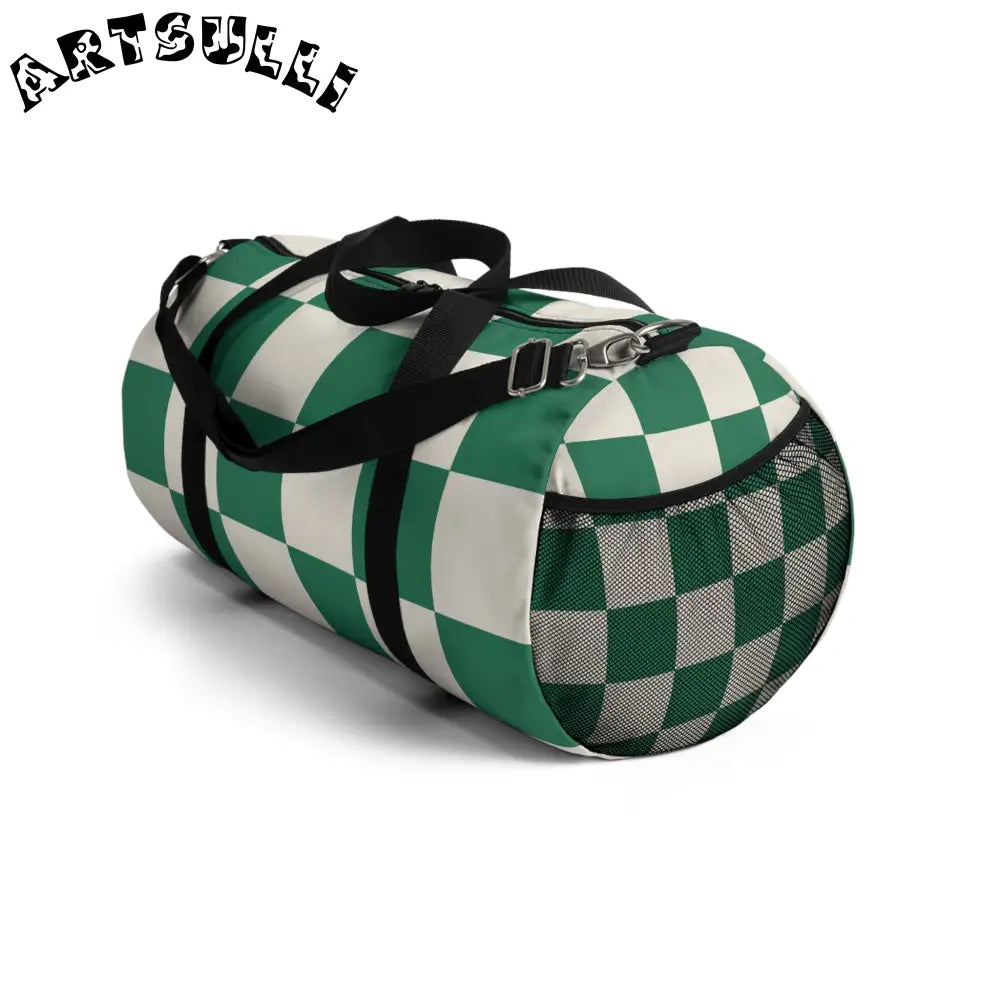 JAKKOUTTHEBXX Checkerboard Dark Green Duffel Bag JAKKOUTTHEBXX