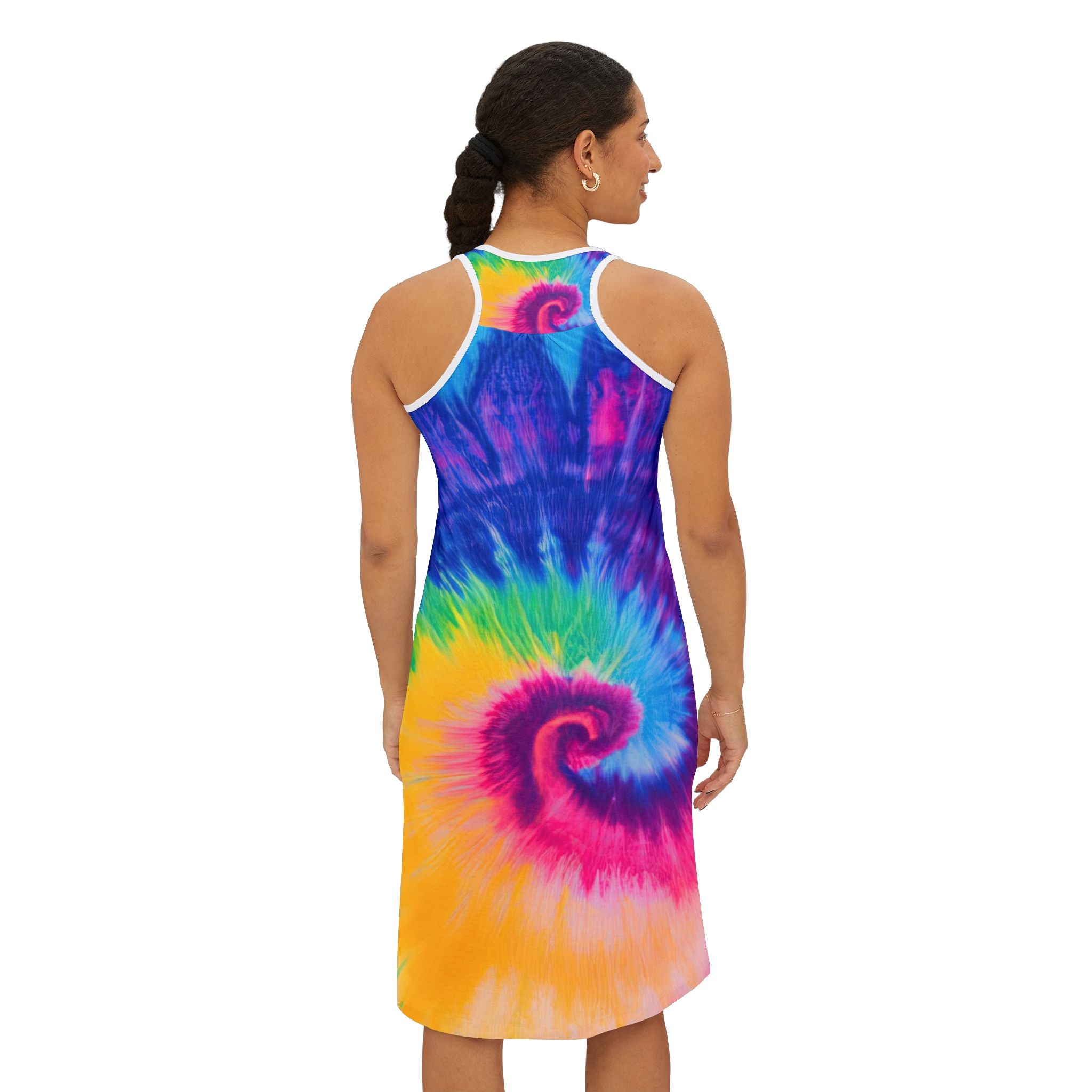 Psychedelic Tie Dye Women's Racerback Dress (AOP), Artsulli - Art is Long, Life is Short, Tank Top, , , , , , , 