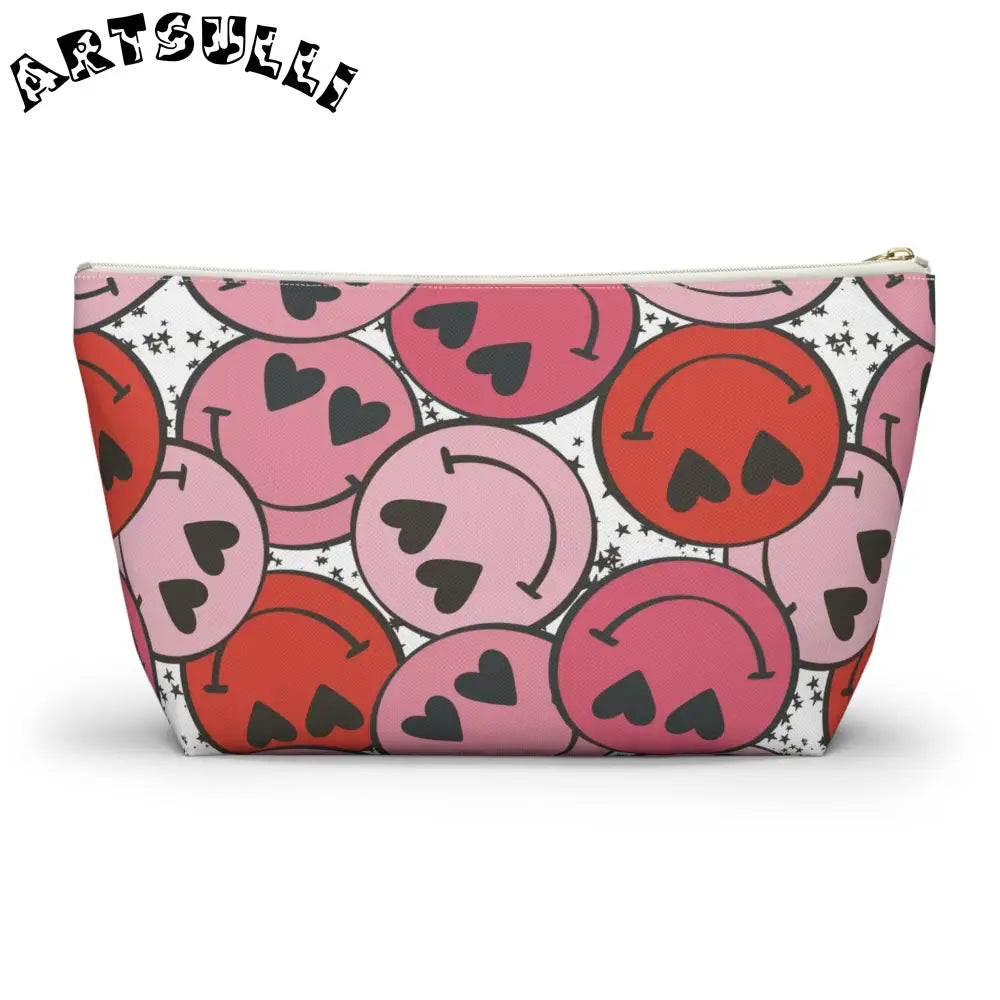 JAKKOUTTHEBXX Smiley Face x Heart Eyes Red and Pink cessory Pouch w