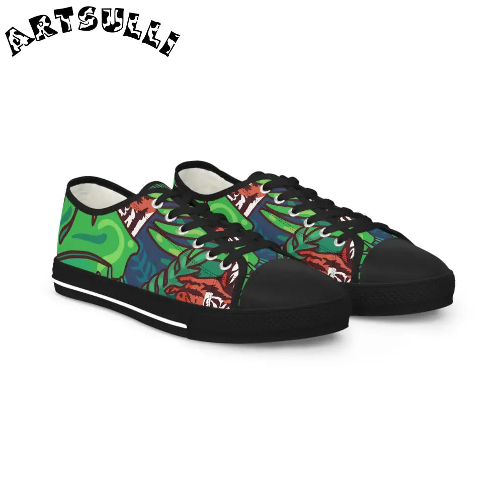 JAKKOUTTHEBXX Tropical Jungle Tigers Green and Blue Men’s Low Top