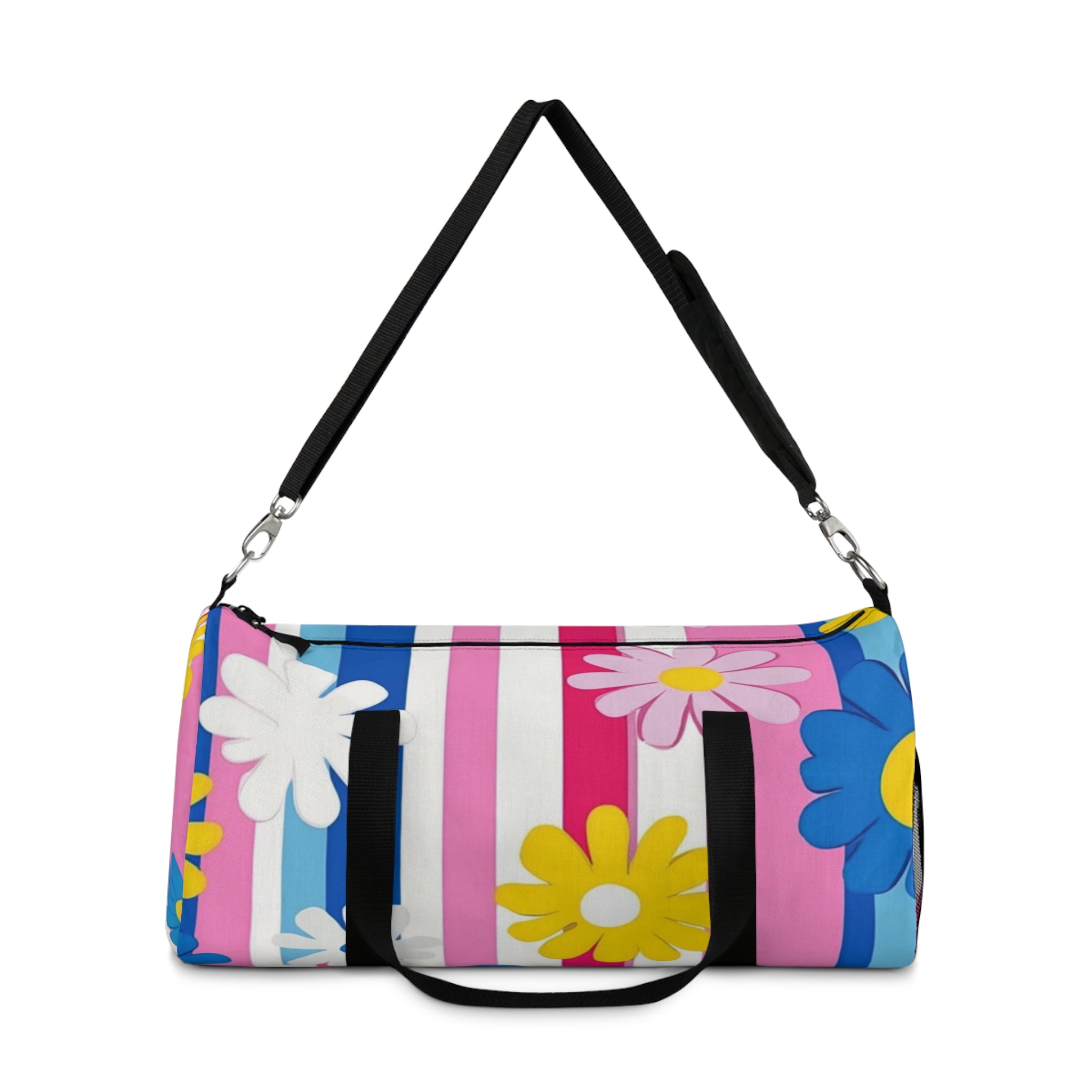 Flowers x Stripes II Multi-Color Duffel Bag, Artsulli - Art is Long, Life is Short, Bags, , , , , , , 