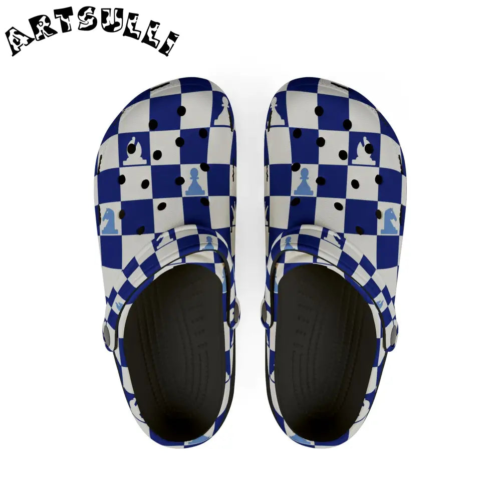 JAKKOUTTHEBXX Checkered Chess Art Printed EVA Foam Clogs 2025