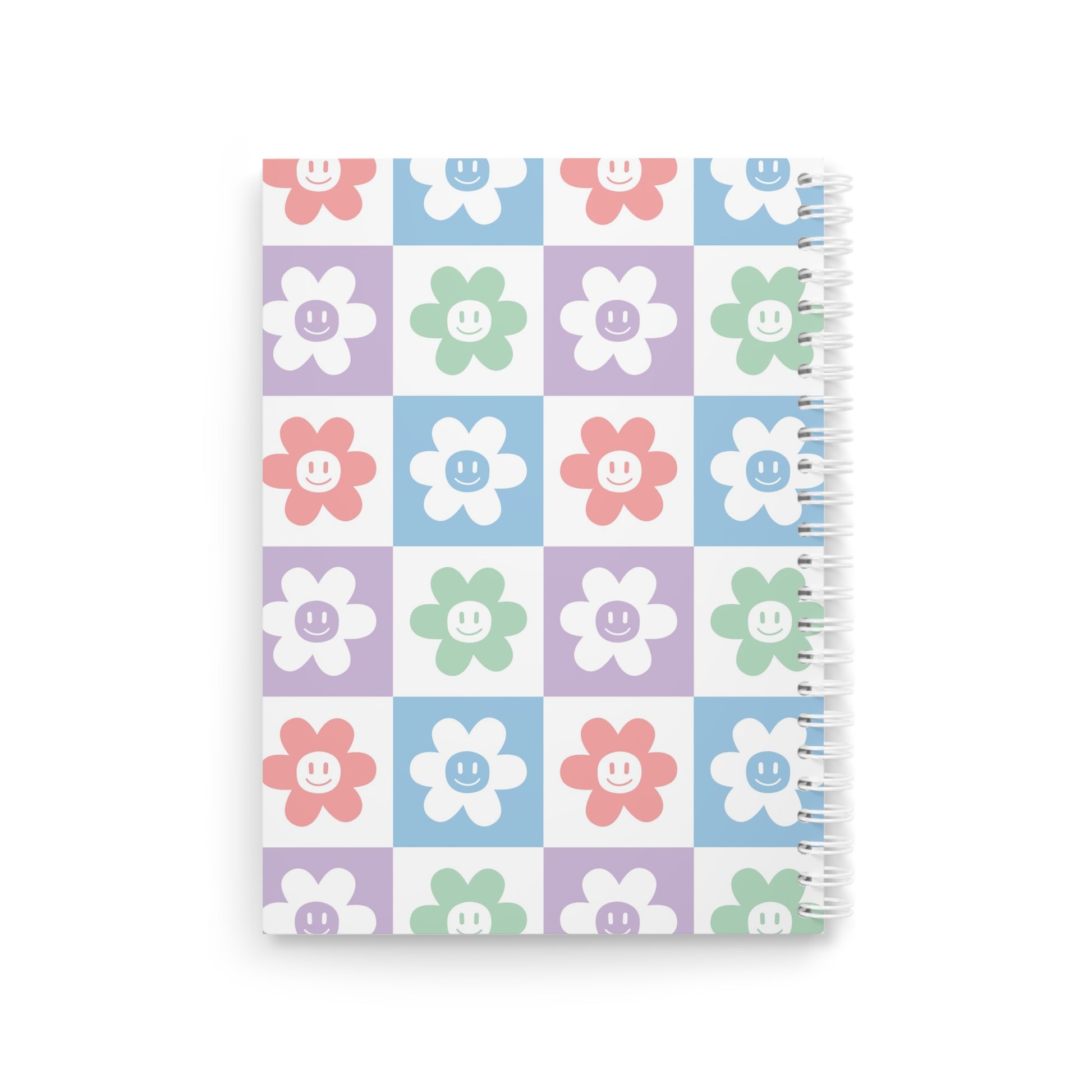 Chessboard x Smiley Face Flowers Multi-Color Spiral Notebook, Artsulli - Art is Long, Life is Short, Paper products, , , , , , , 