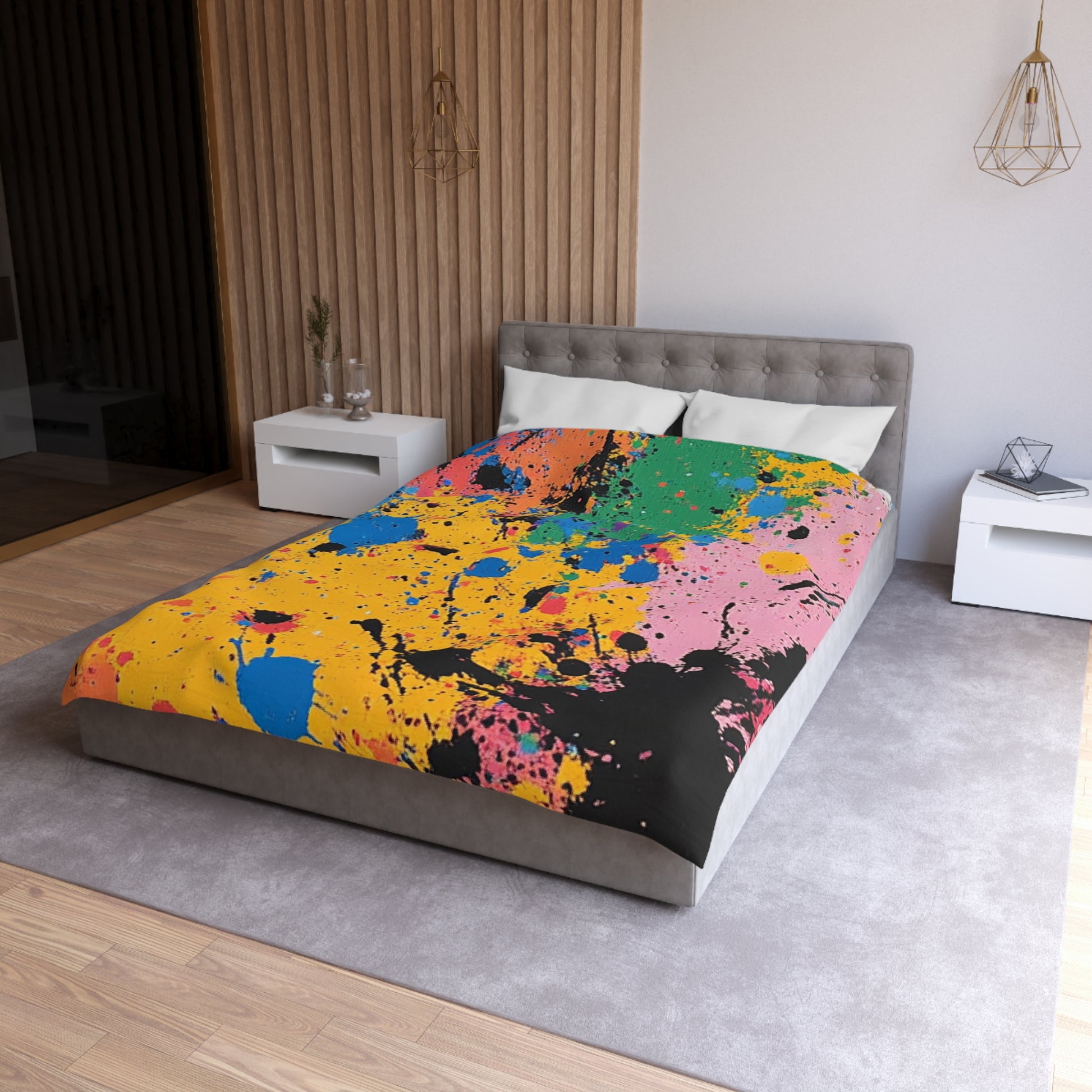 The Colors Of Paint Splatter Microfiber Duvet Cover, Artsulli - Art is Long, Life is Short, Home Decor, , , , , , , 