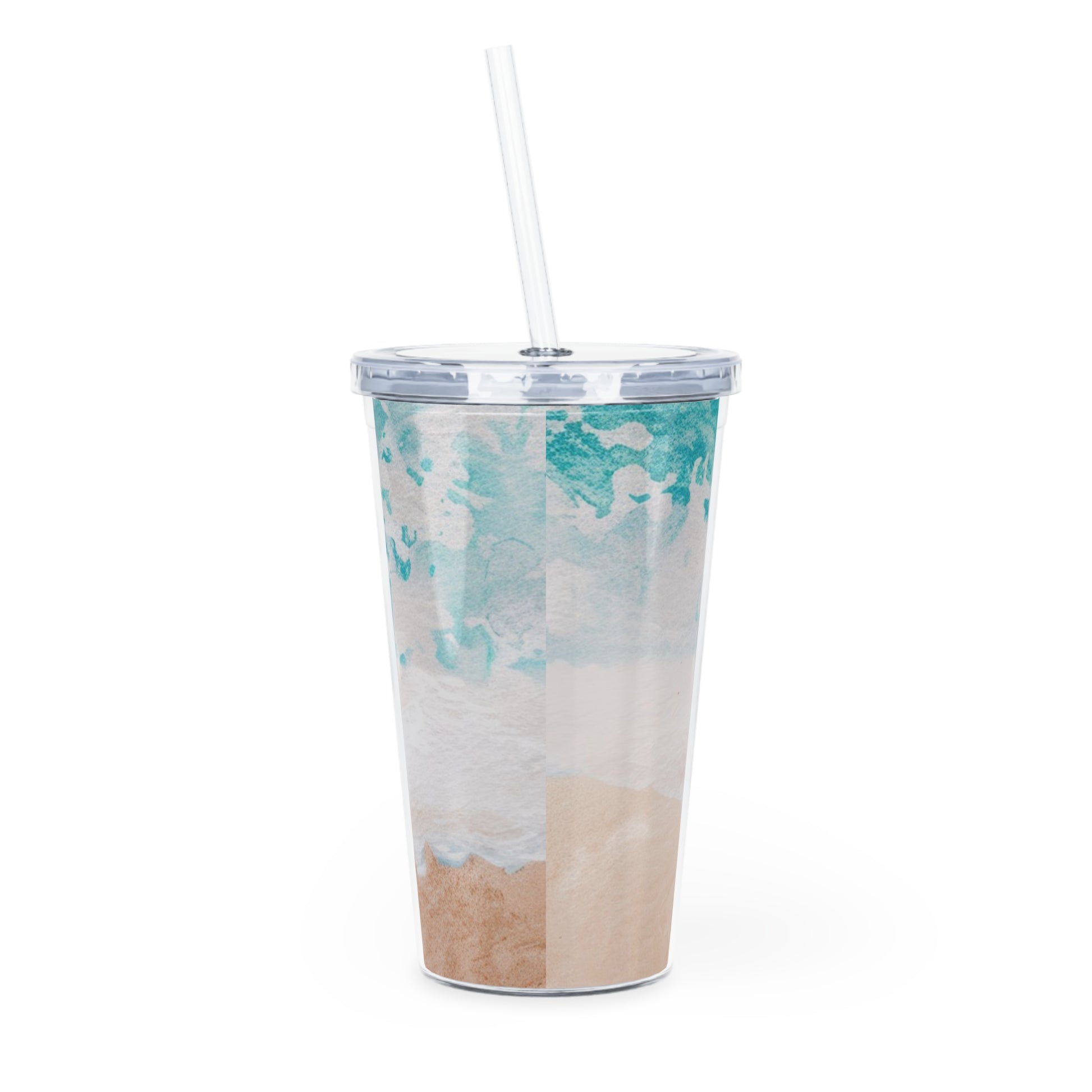 Seashore Plastic Tumbler with Straw, Artsulli - Art is Long, Life is Short, Mug, , , , , , , 