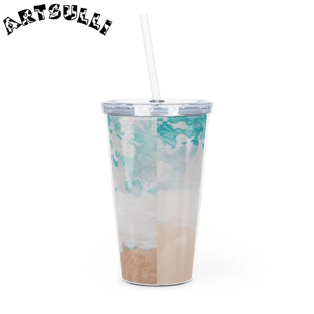 JAKKOUTTHEBXX Teal Abstract Artistic Work Plastic Tumbler