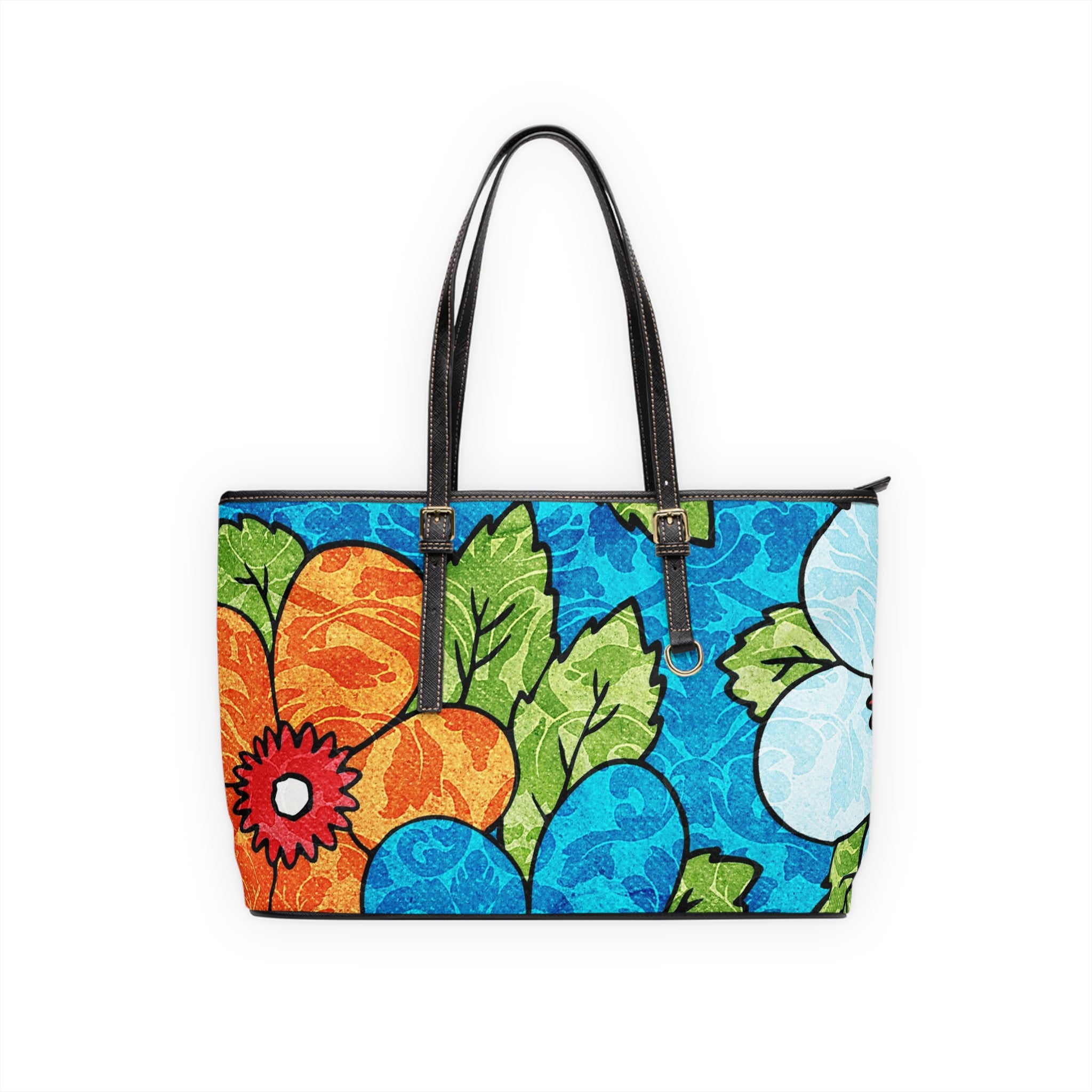 Blue Orange Groovy PU Leather Shoulder Bag, Artsulli - Art is Long, Life is Short, Bags, Size, 17" x 11", Color, Black, , , 27421612577314155018