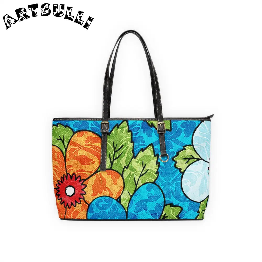 Blue Orange Groovy PU Leather Shoulder Bag, Artsulli - Art is Long, Life is Short, Bags, Size, 17" x 11", Color, Black, , , 27421612577314155018
