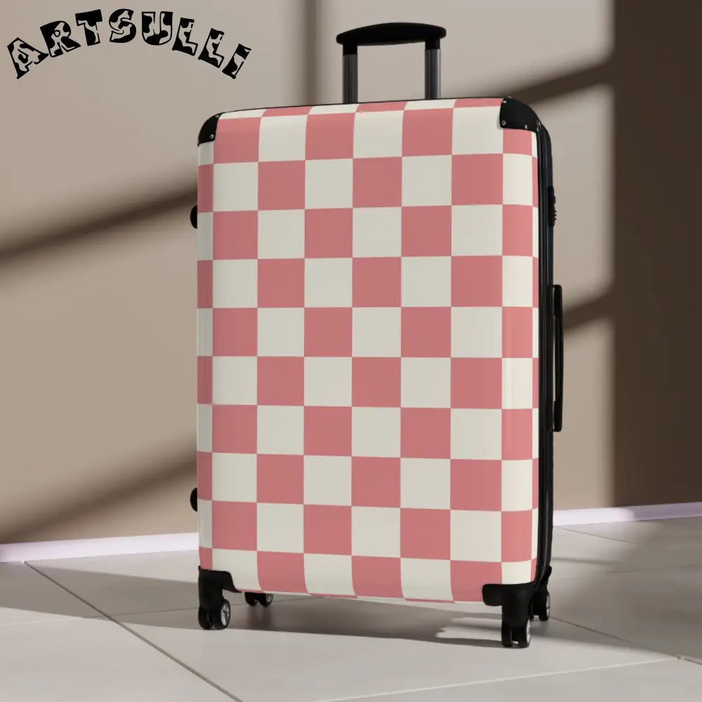 JAKKOUTTHEBXX Retro Checkered Grassland Sprites Suitcase