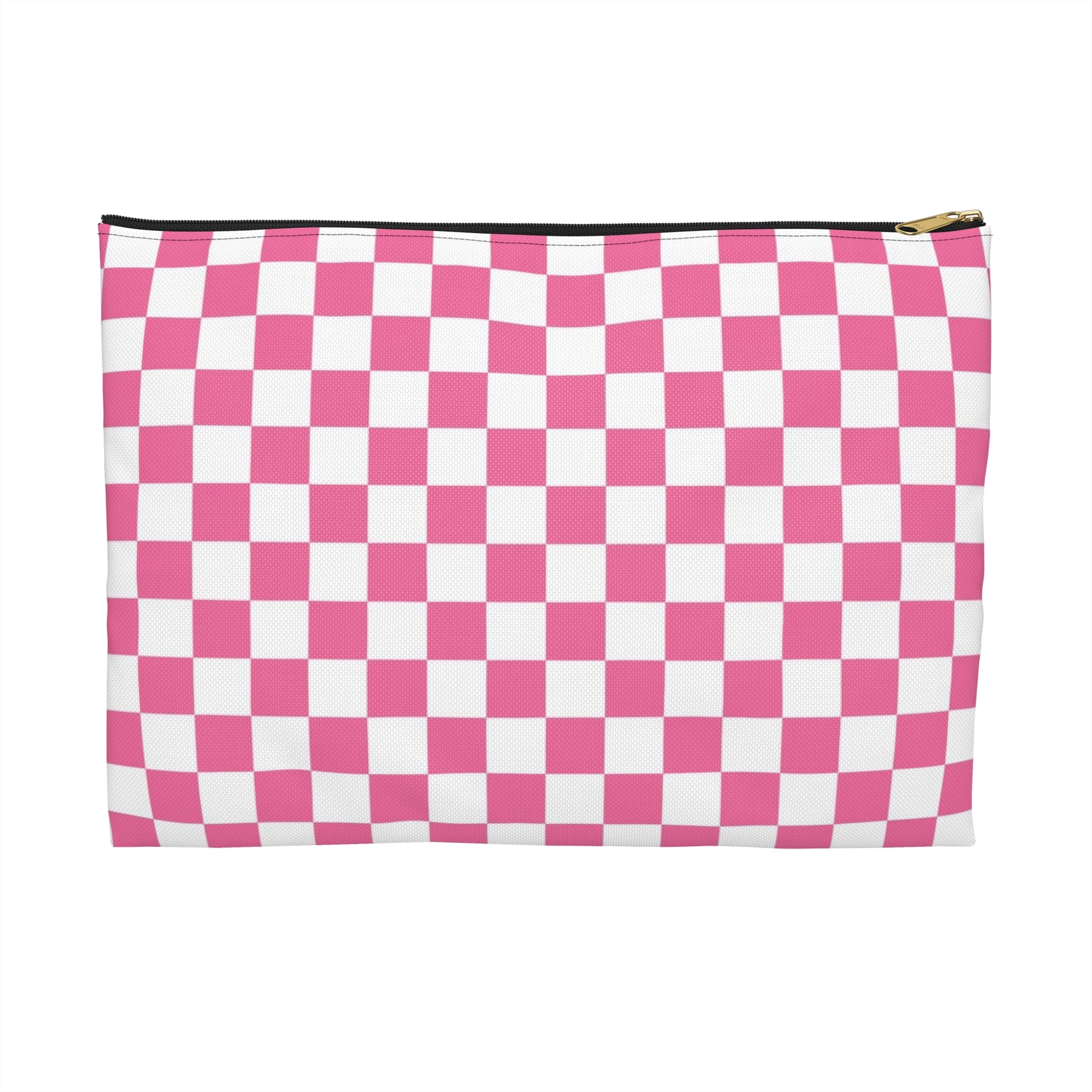 Yuyushiki Pink Check Accessory Pouch, Artsulli - Art is Long, Life is Short, Bags, Size, Large, Color, Black zipper, , , 30386904713068187322