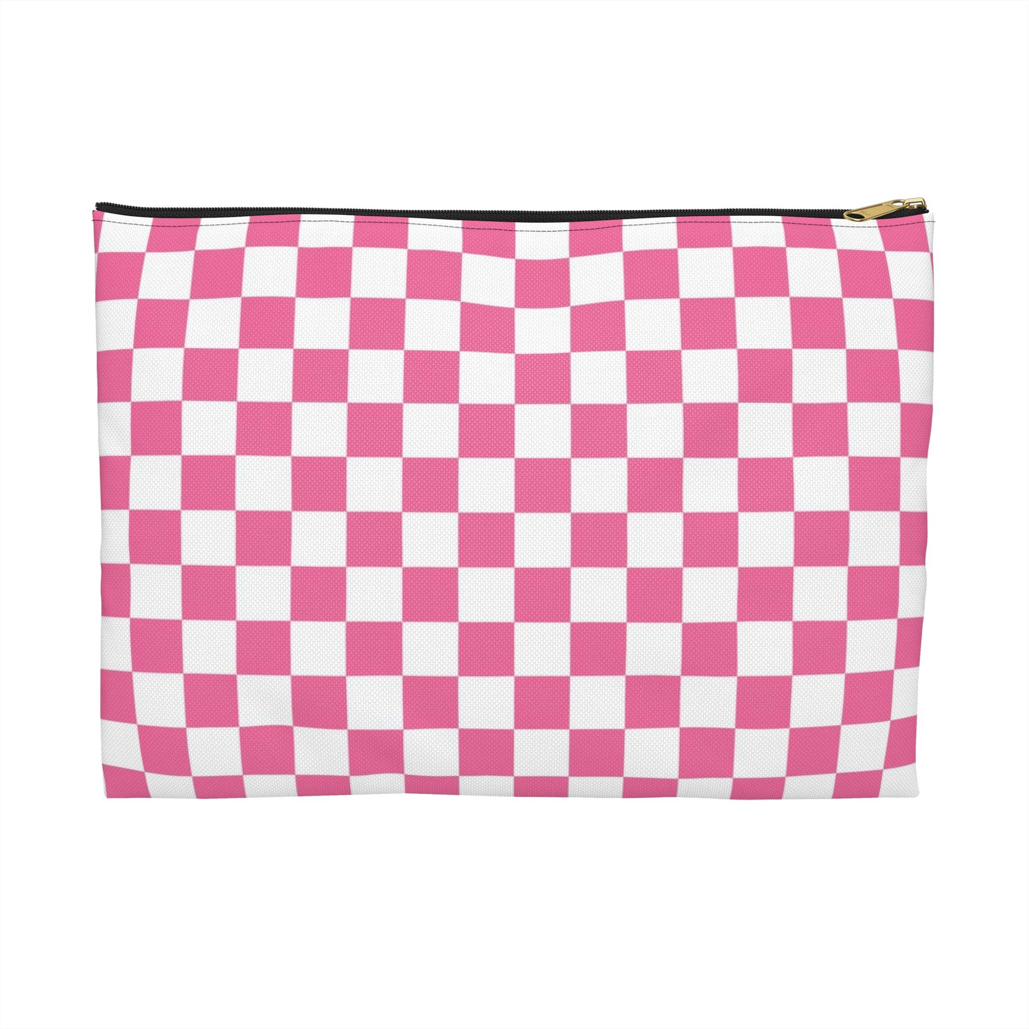 Yuyushiki Pink Check Accessory Pouch, Artsulli - Art is Long, Life is Short, Bags, Size, Large, Color, Black zipper, , , 30386904713068187322