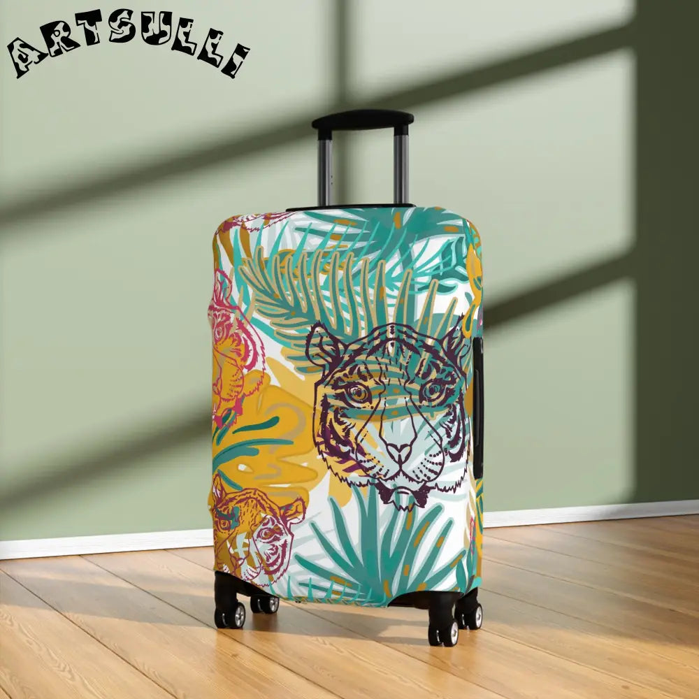 JAKKOUTTHEBXX Tropical Jungle Tigers Brown and Green Luggage Cover