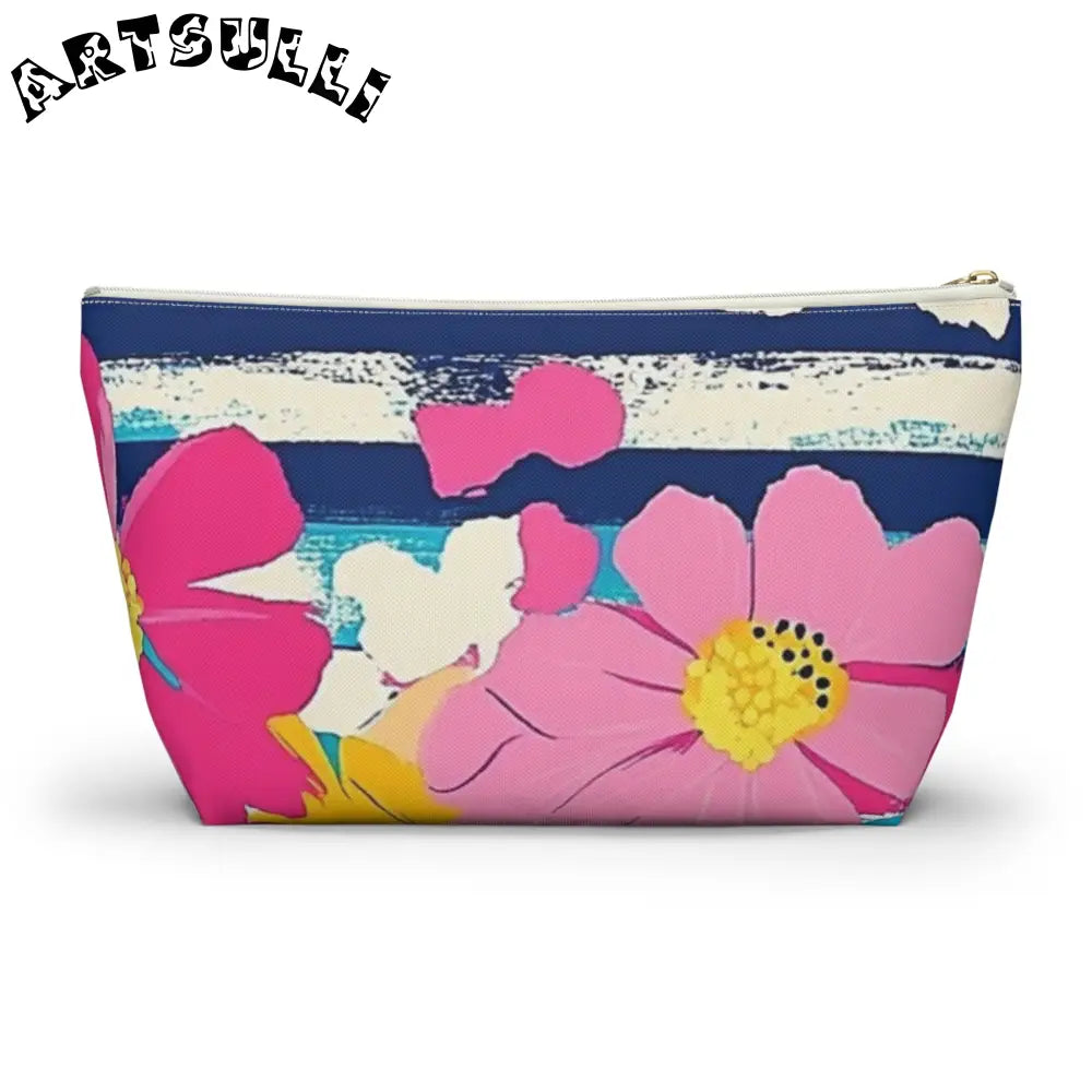 JAKKOUTTHEBXX Dayglo Floral Stripes Multi-Color Accessory Pouch w